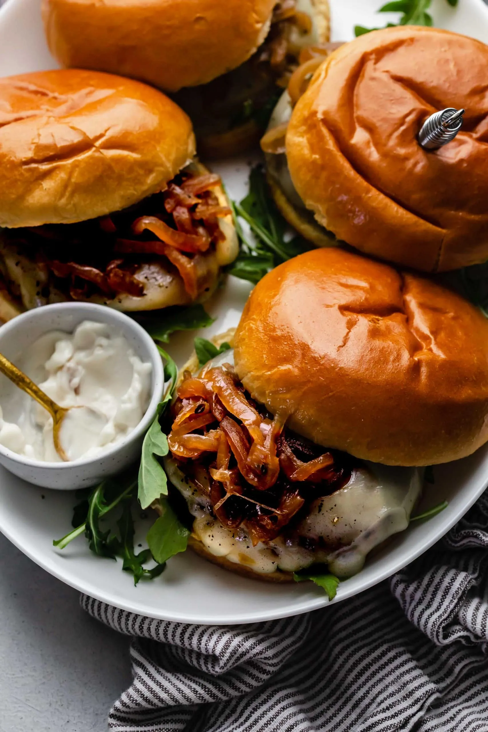 French Dip Burgers and Deviled Eggs