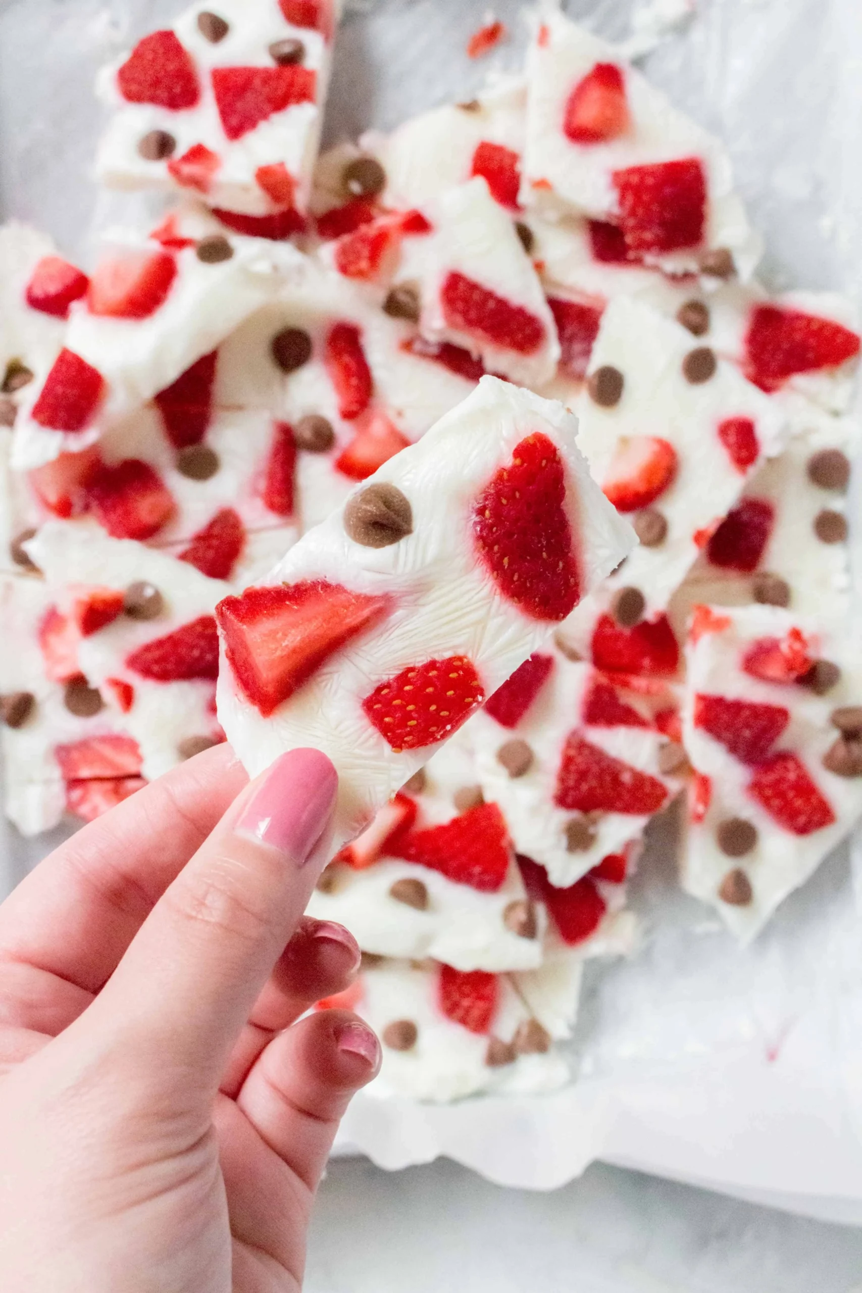 Frozen Yogurt Bark with Strawberries