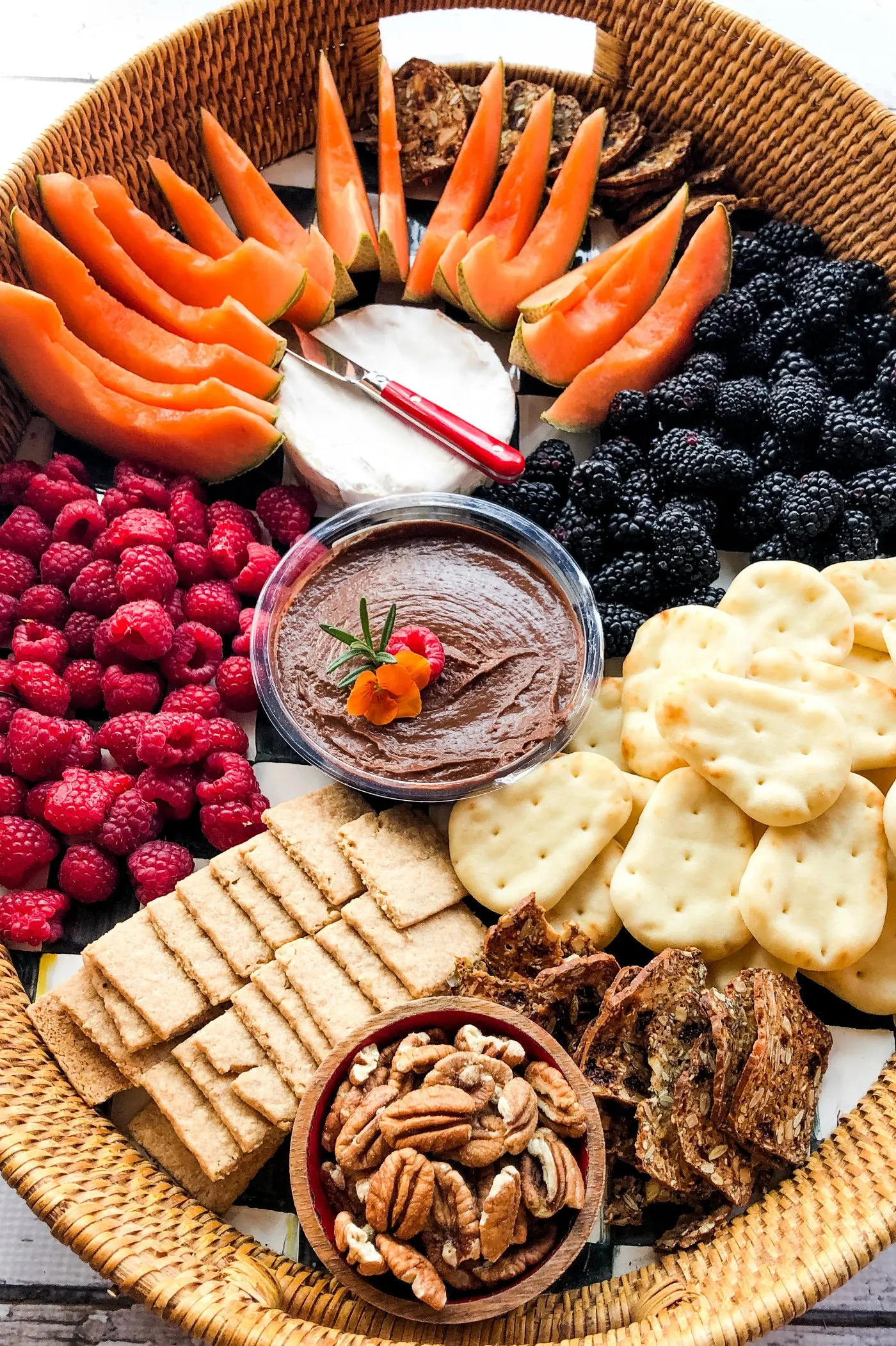 Fruit Chocolate Hummus Platter