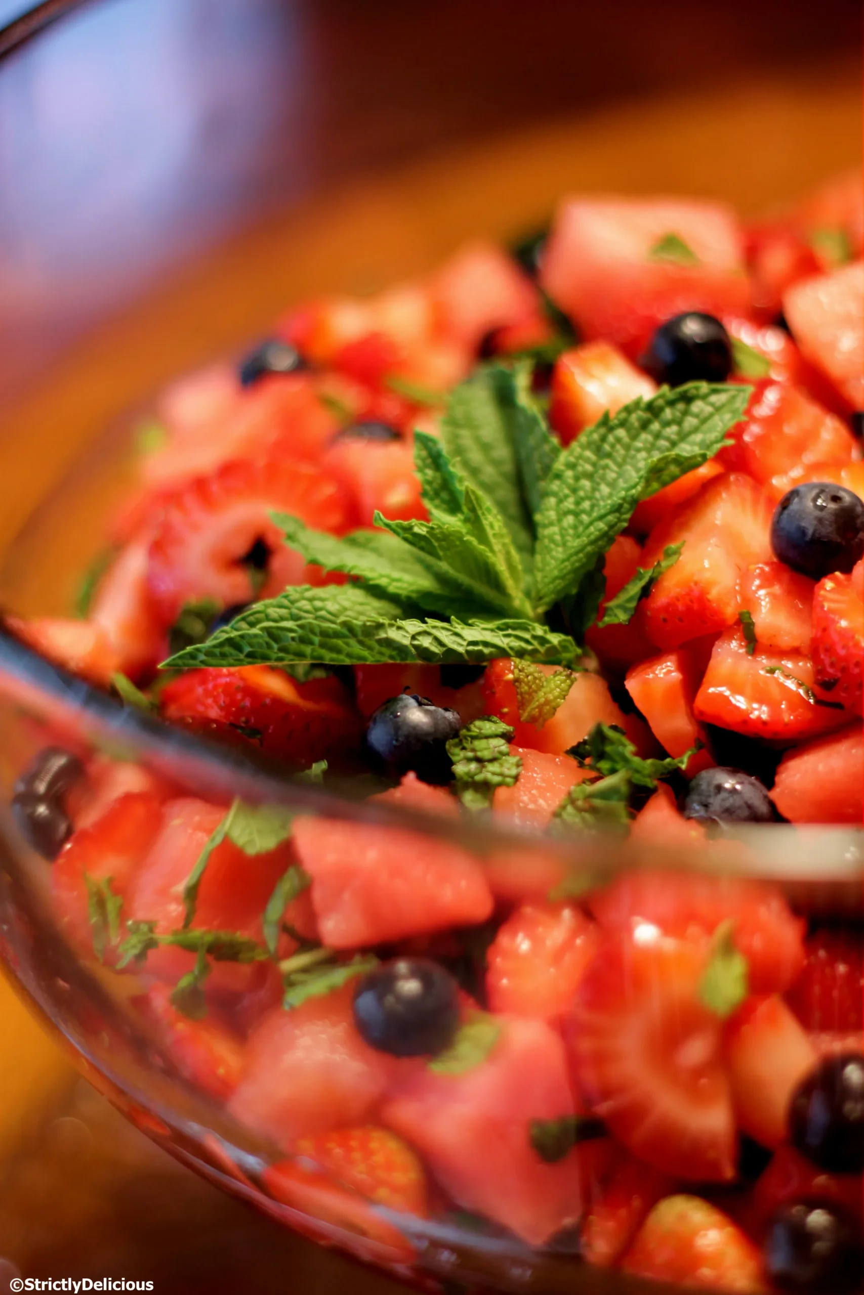 Fruit Salad with Ginger Lime Mint Dressing