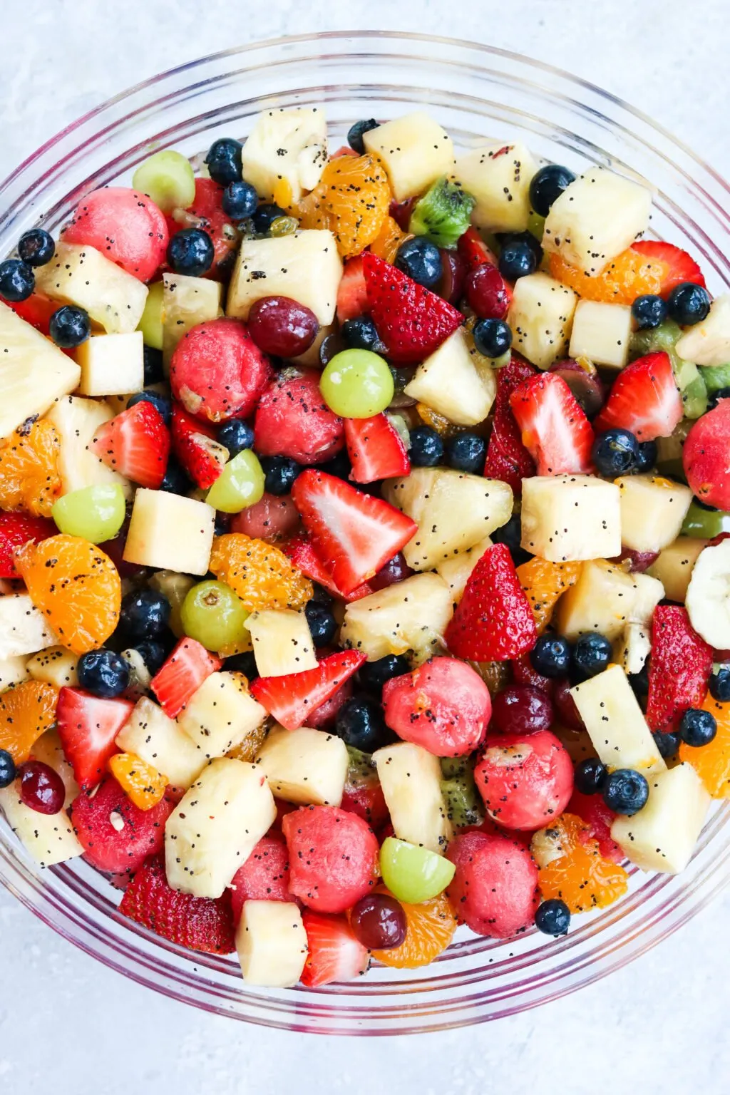 Fruit Salad with Honey Lime Poppy Seed Dressing
