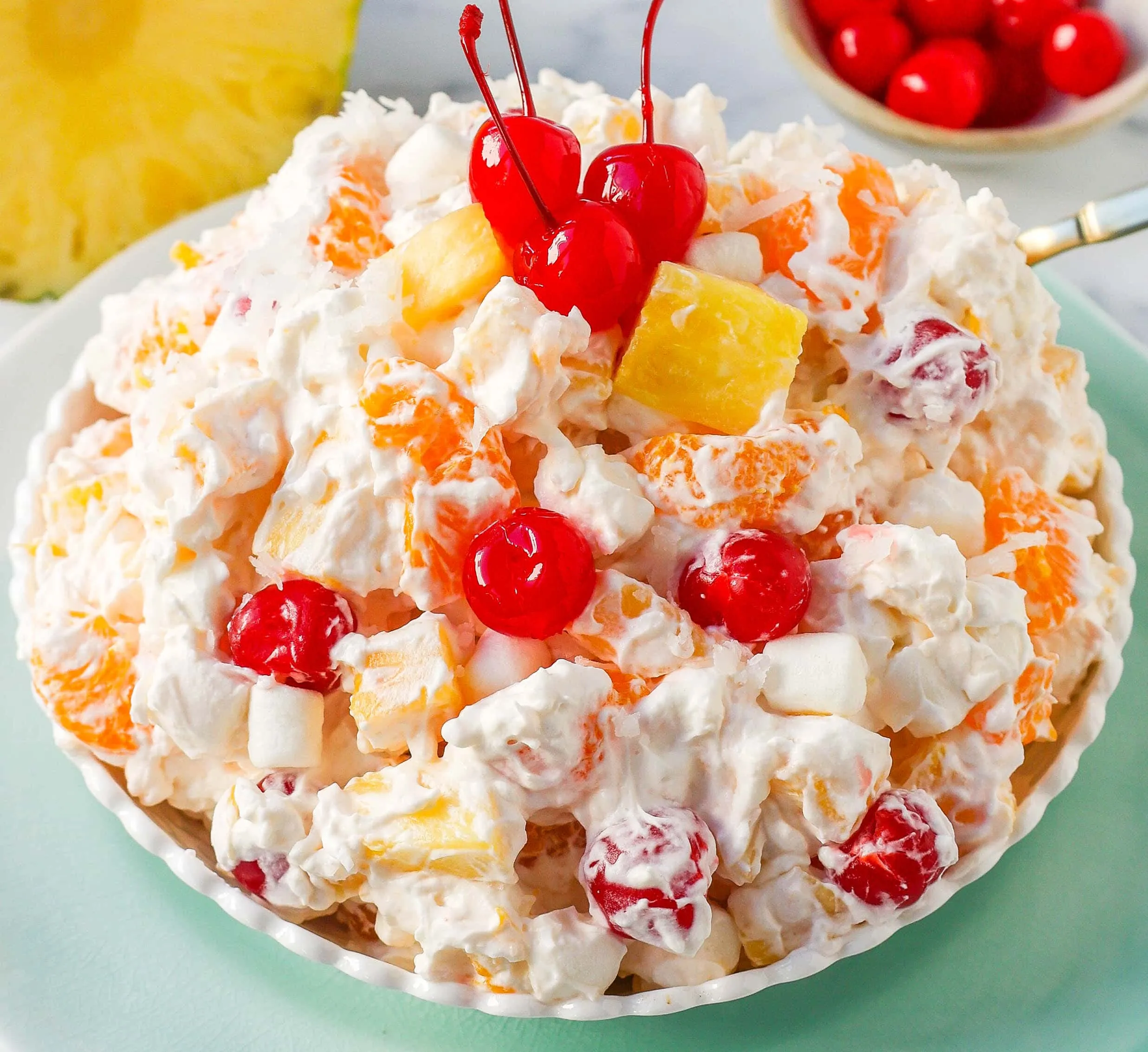 Fruit Salad with Marshmallows and Whipped Cream