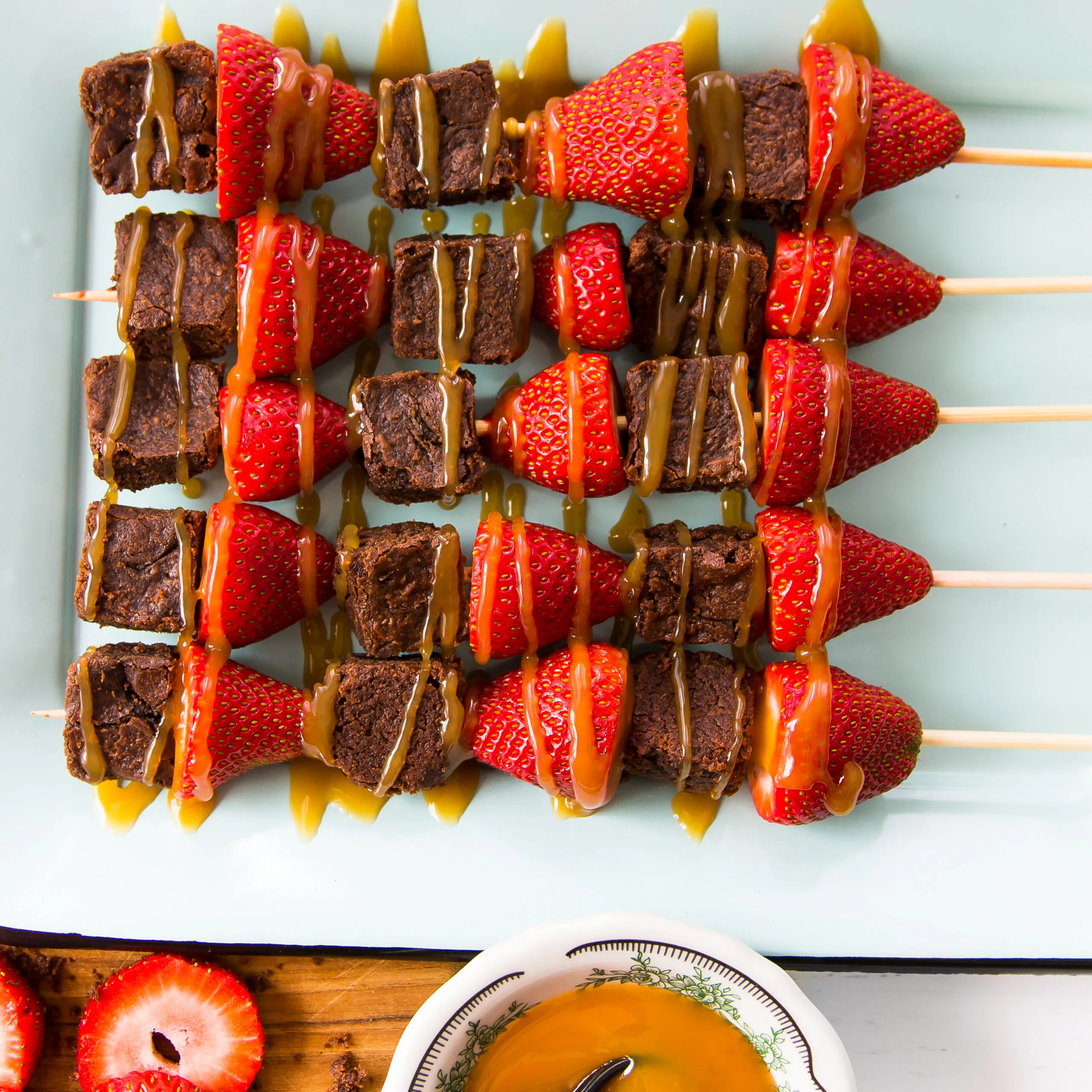 Fruit Skewers with Strawberry Sauce