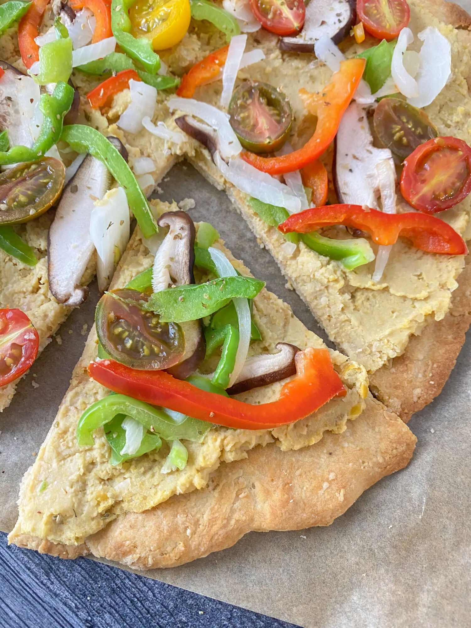 Garlic Hummus Roasted Vegetable Grilled Flatbread