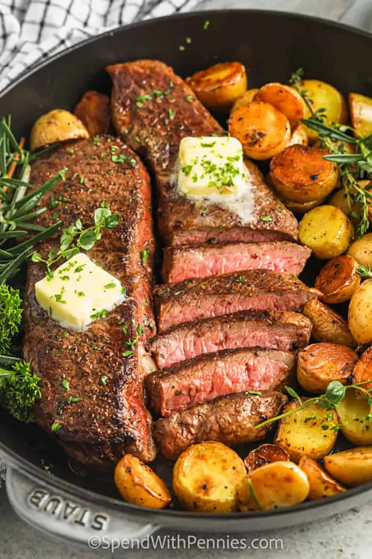 Garlic Rosemary Steak Potato Stacks