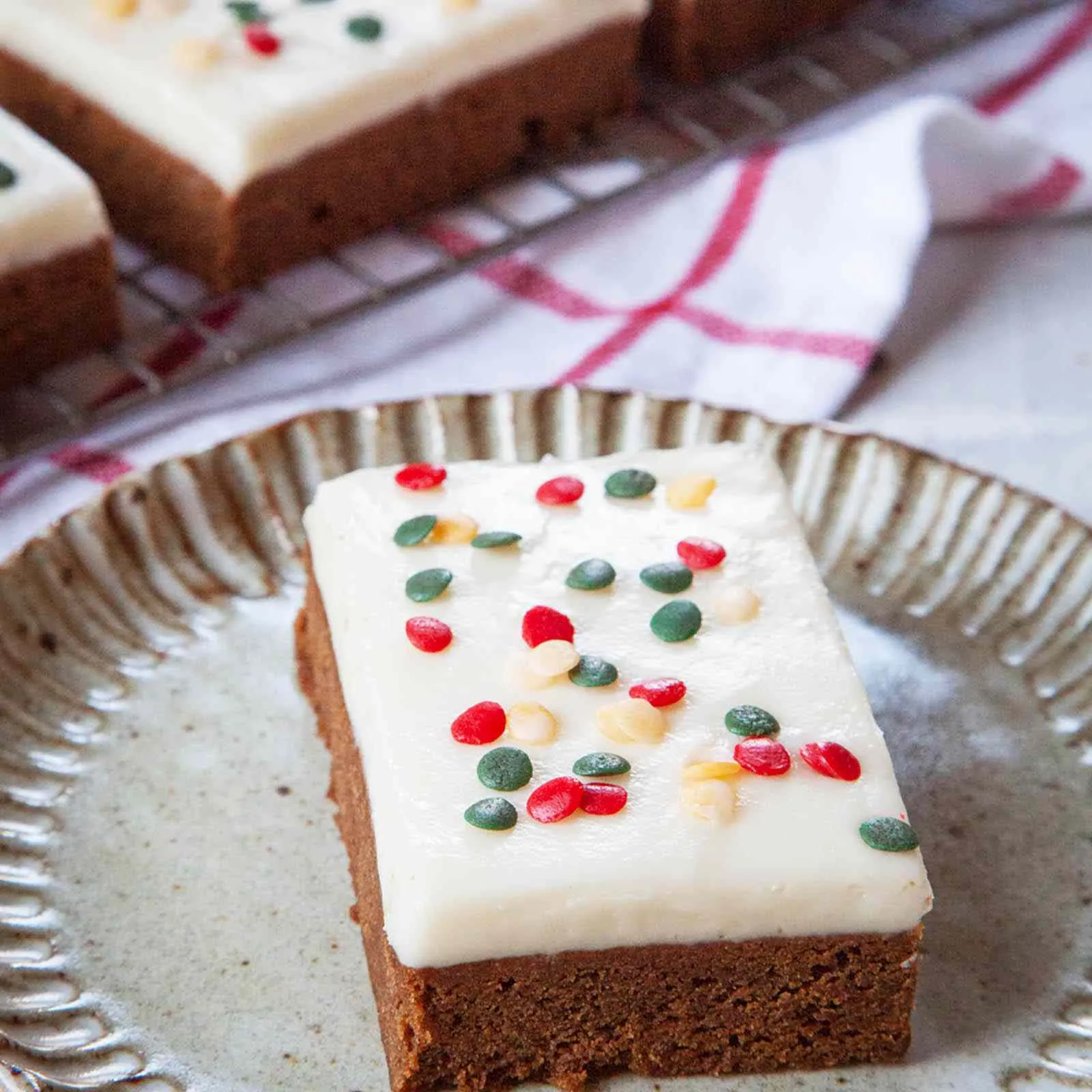 Gingerbread Cookie Bars with Cream Cheese Frosting (Gluten Free and Dairy Free)