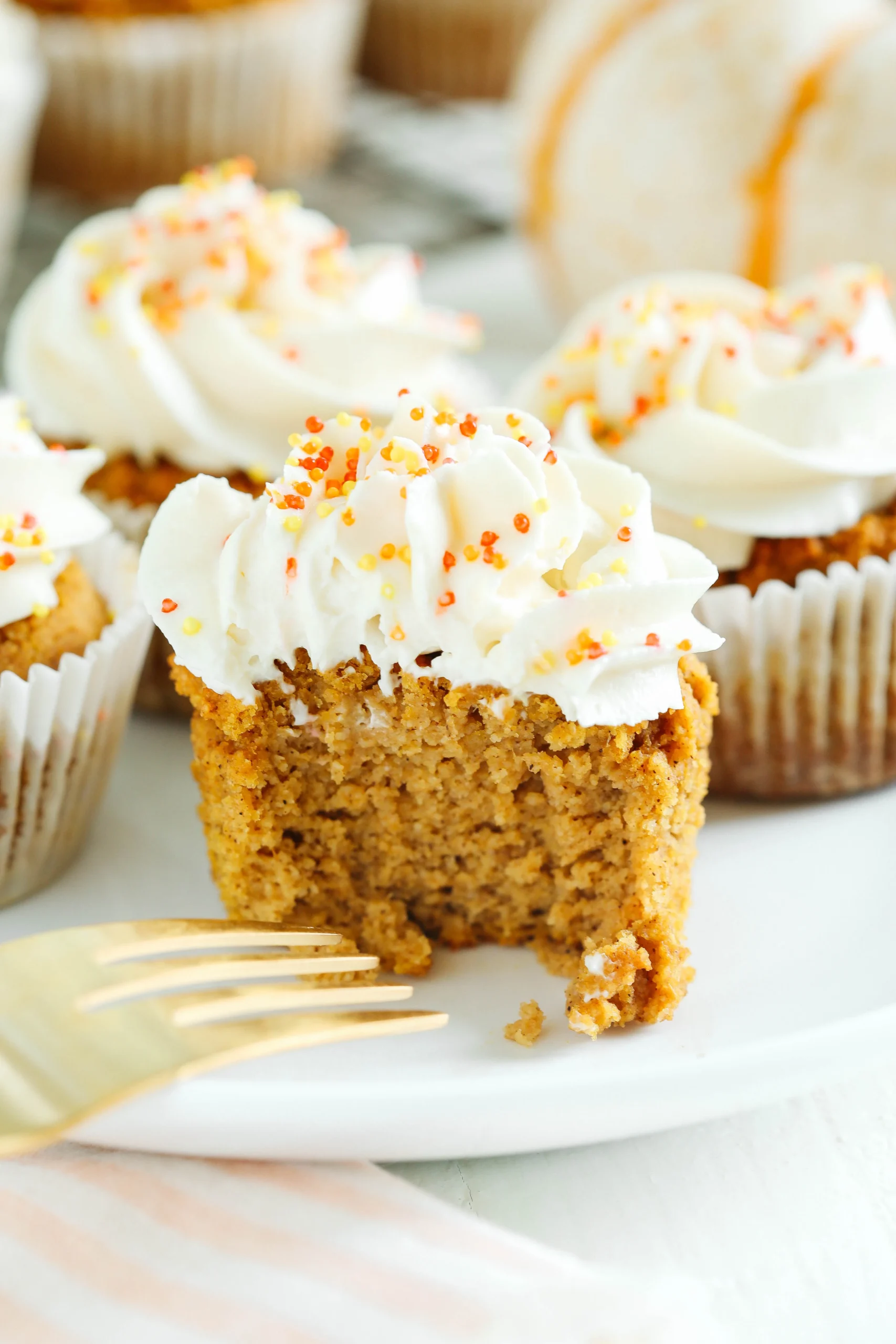 Gluten Free Spice Cupcakes with Pumpkin Cream Cheese Frosting