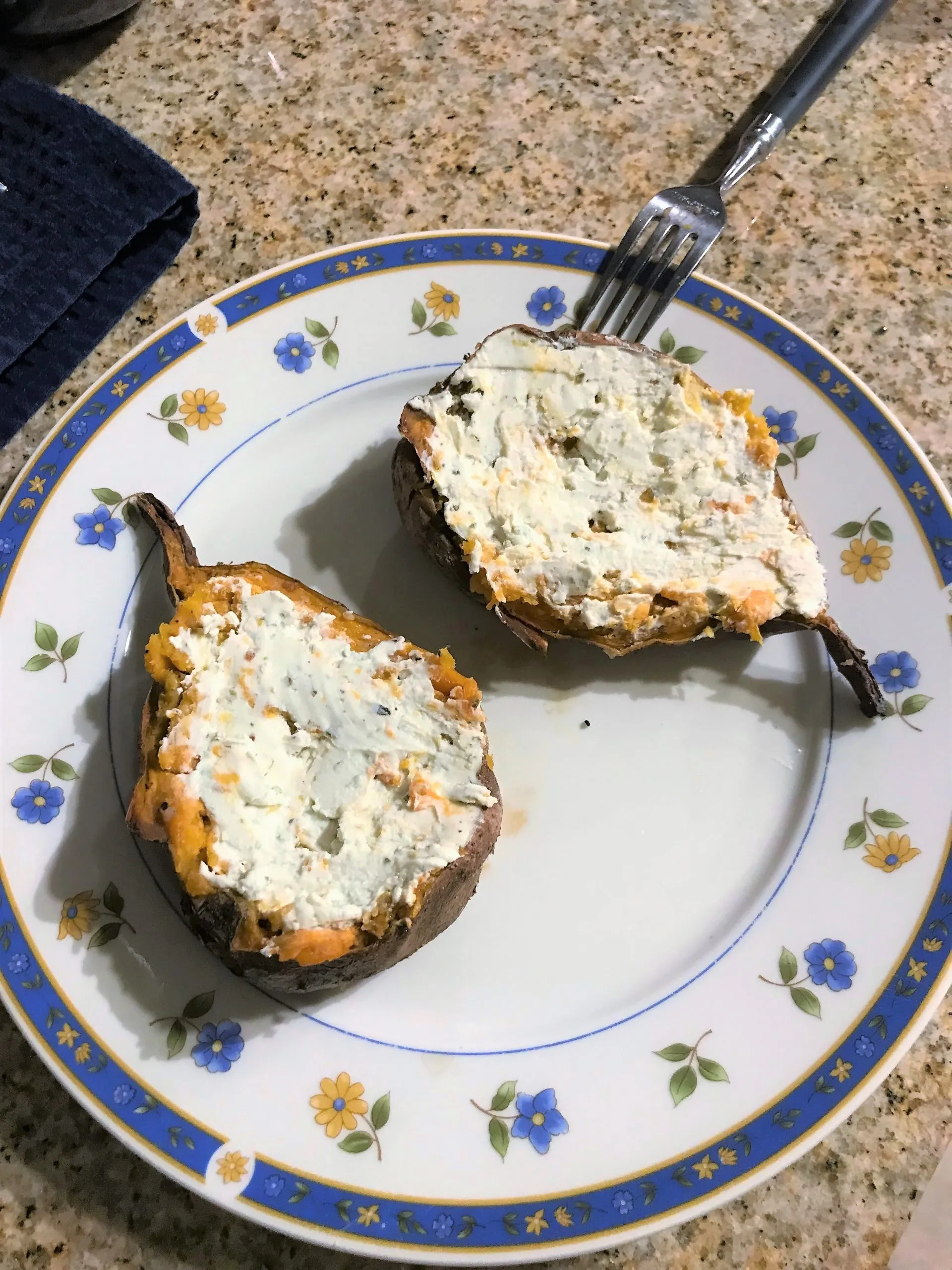 Goat Cheese Chicken Stuffed Sweet Potato