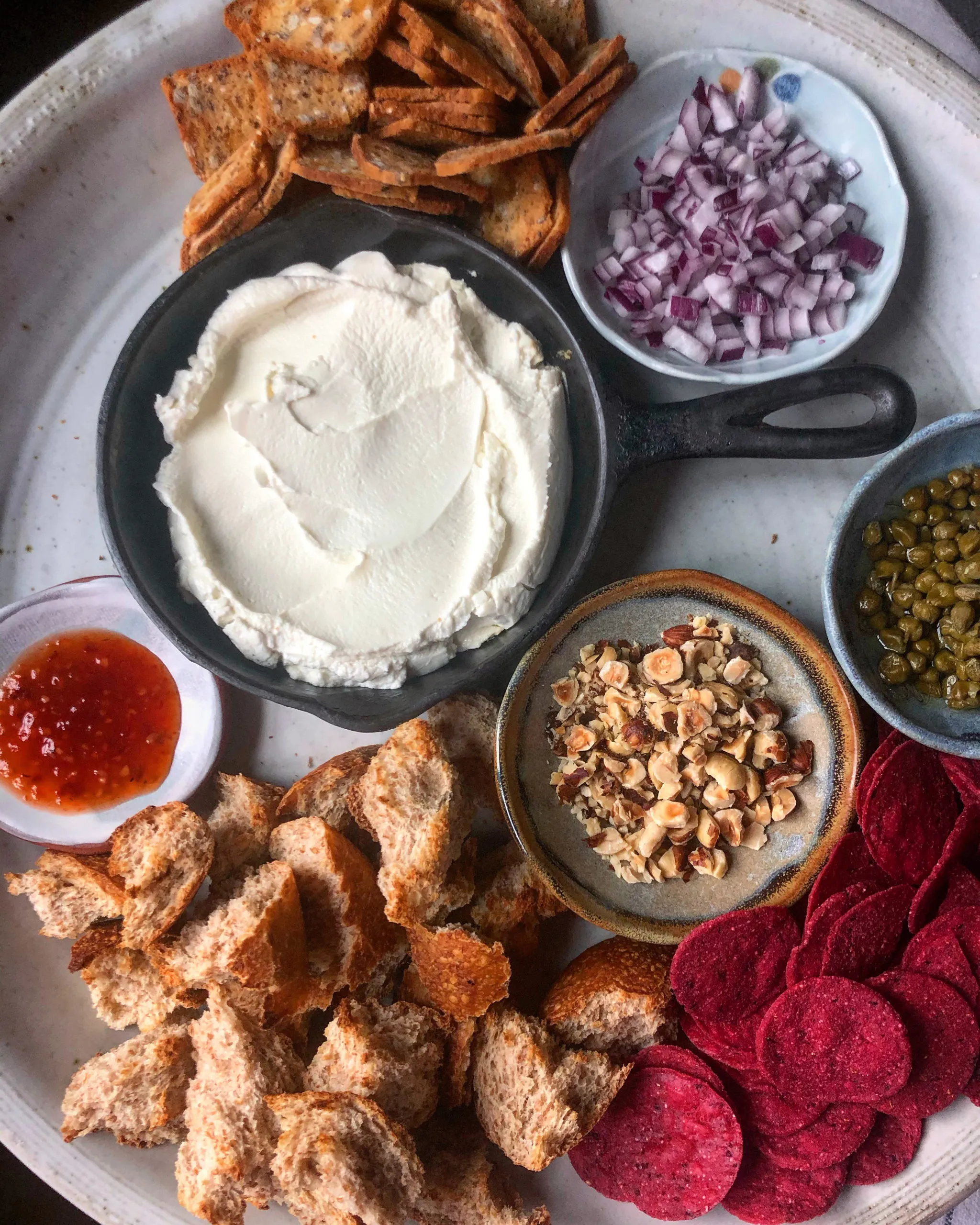 Goat Cheese Fondue on Country Style Bread