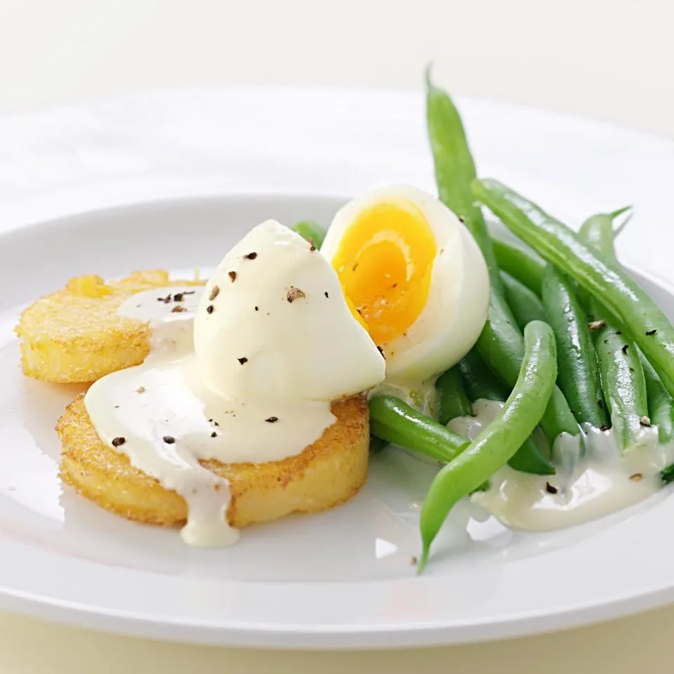 Golden Polenta and Egg with Mustard Sauce