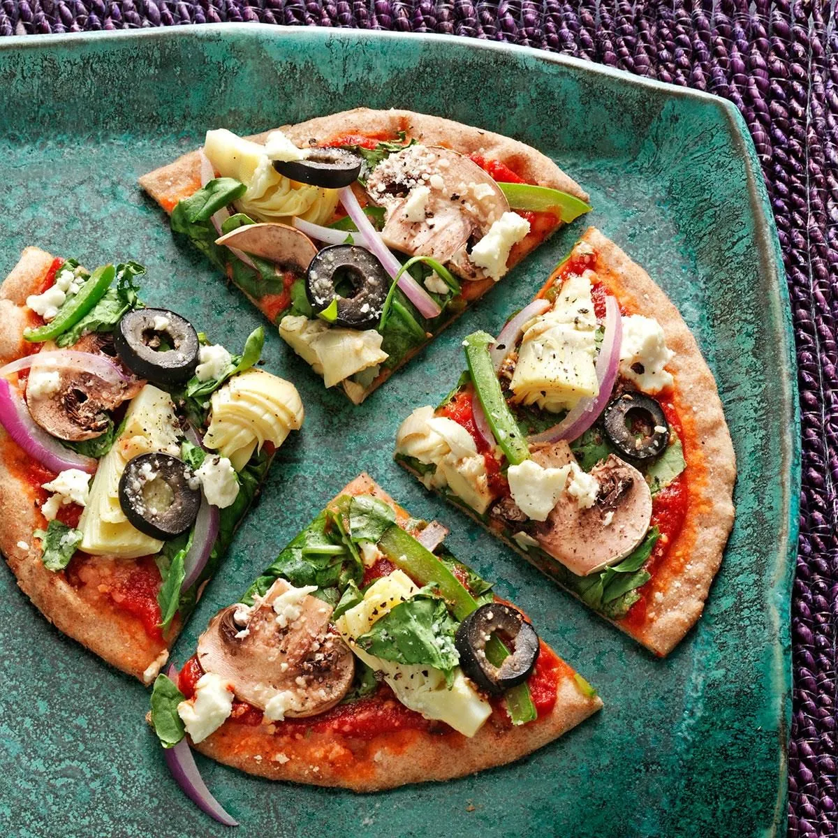 Greek Roasted Veggie Pita Pizza