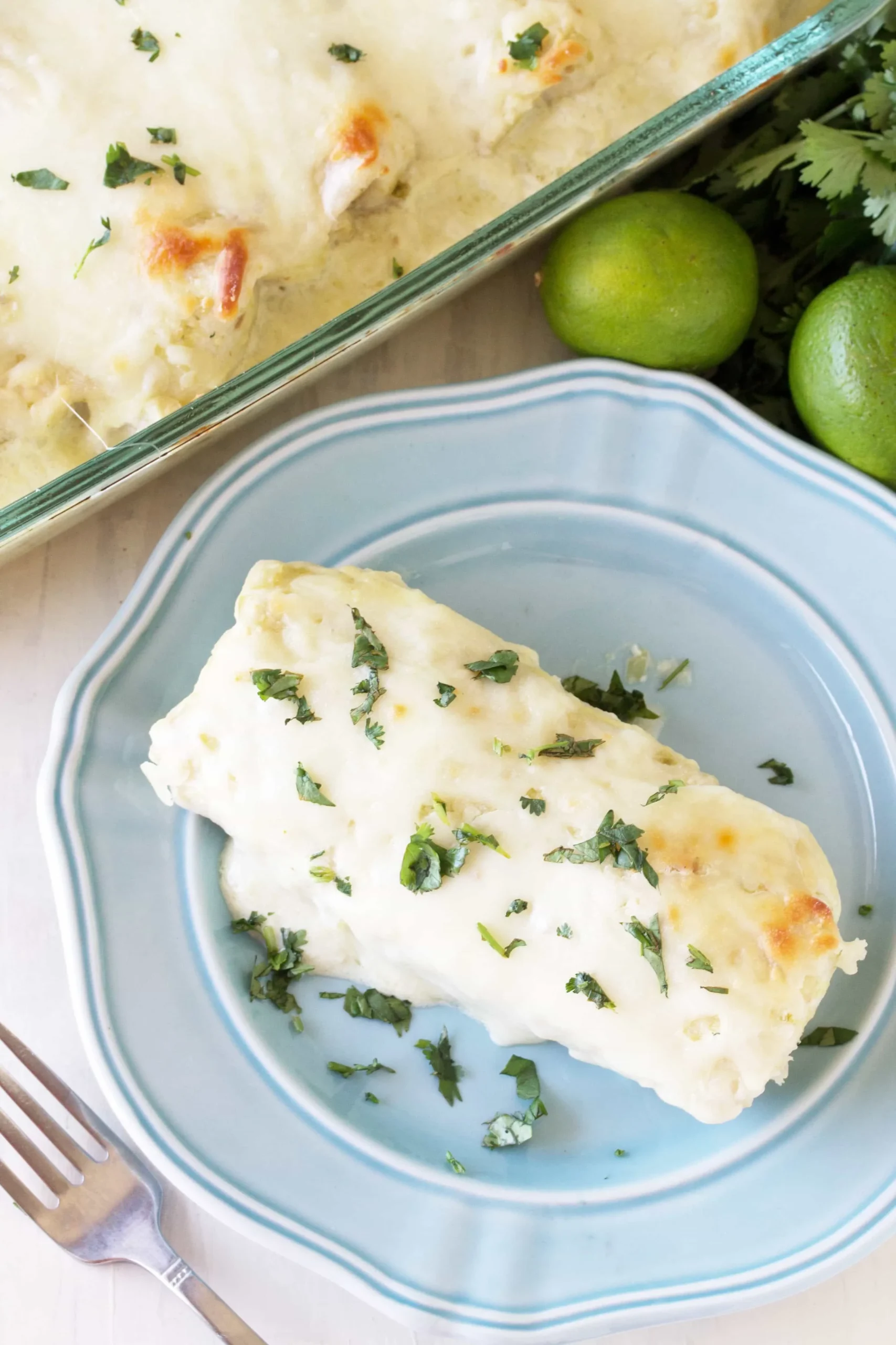 Green Chile Cream Cheese Chicken Enchiladas
