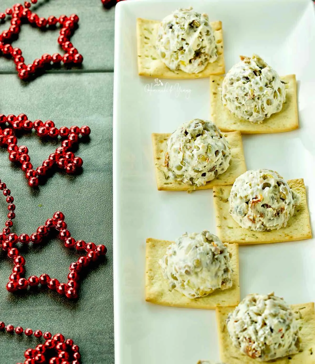 Green Lentil Mini Cream Cheese Balls