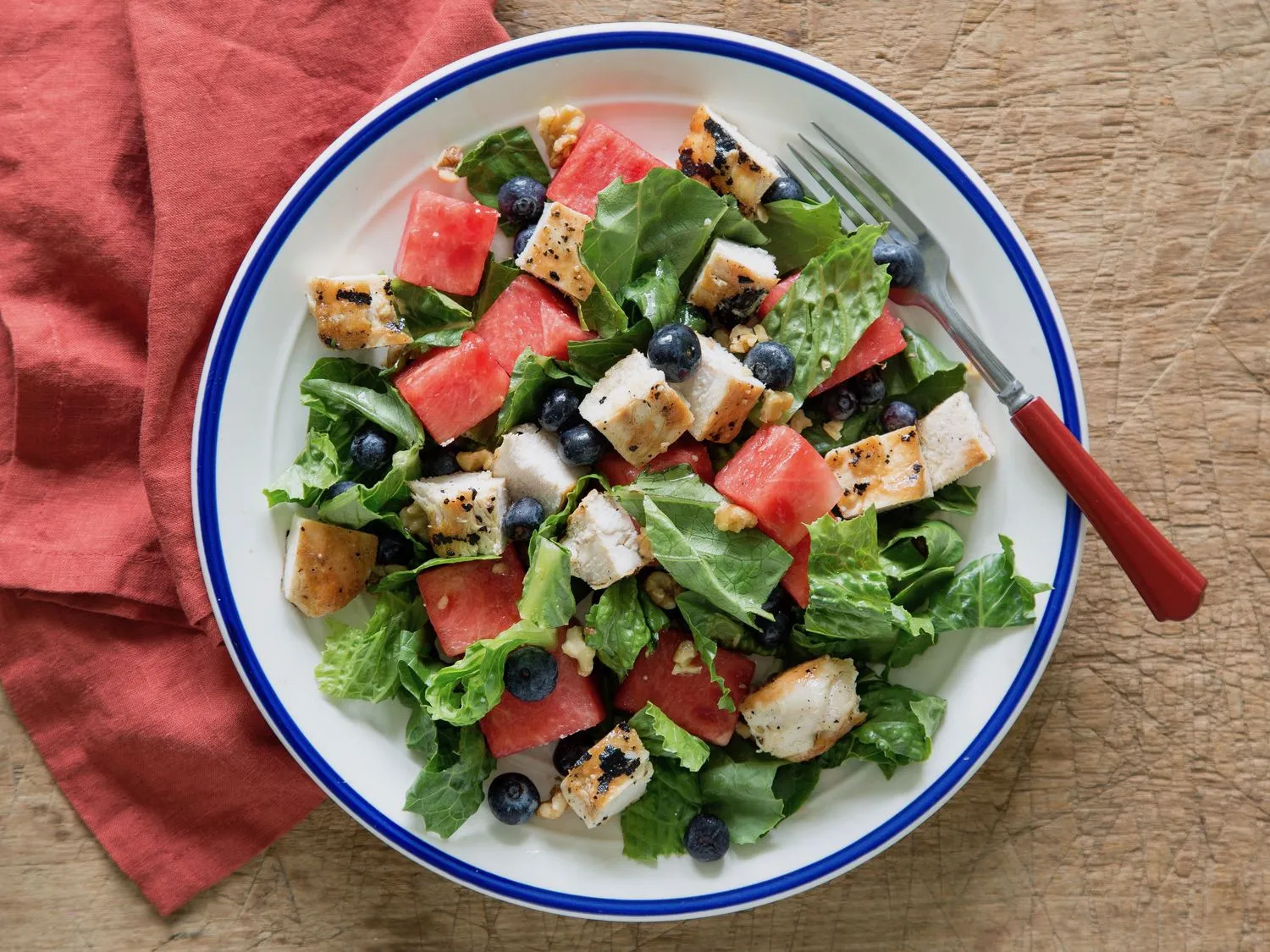 Grilled Chicken Salad with Seasonal Fruit