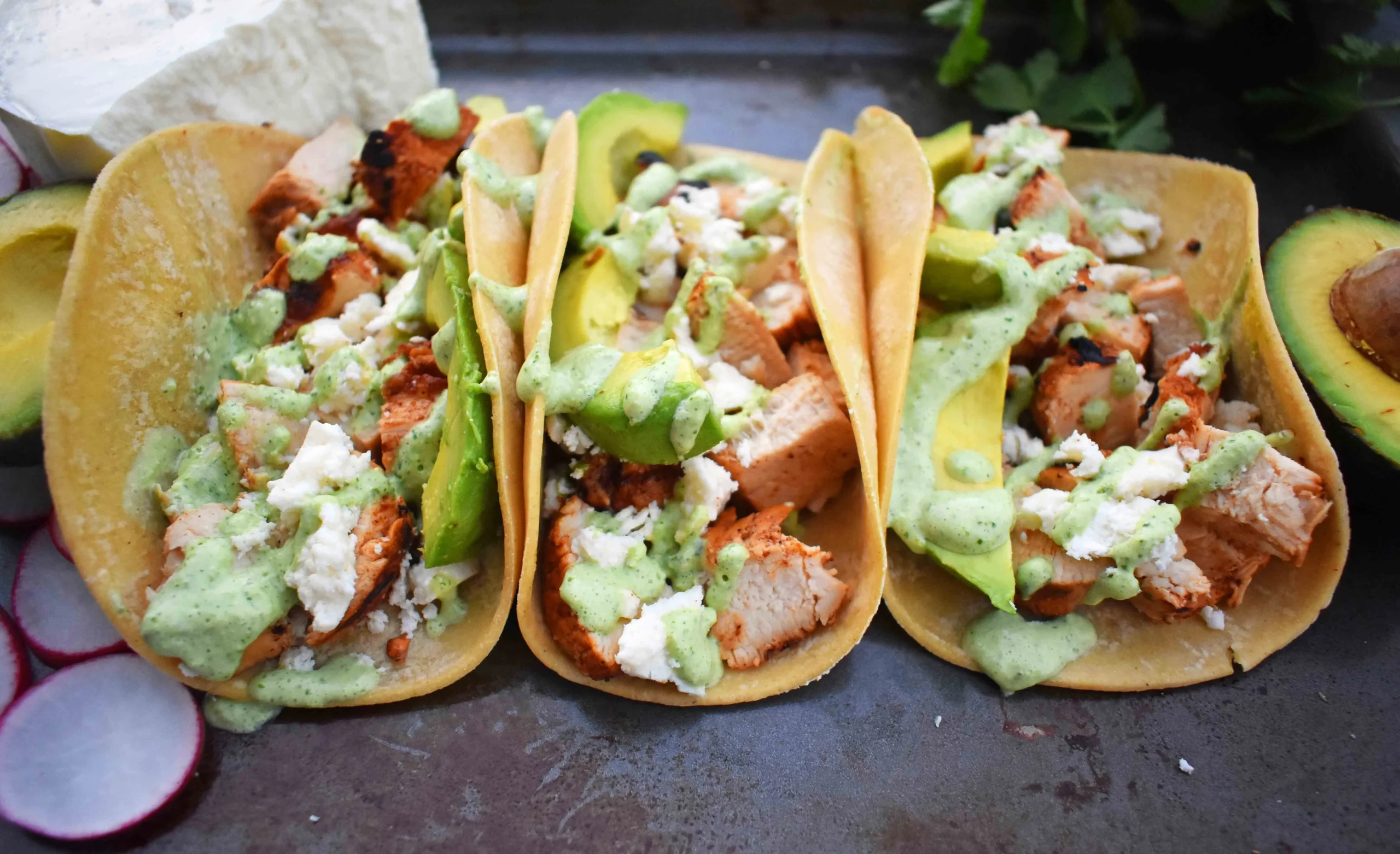 Grilled Chicken Tacos Avocado Cream