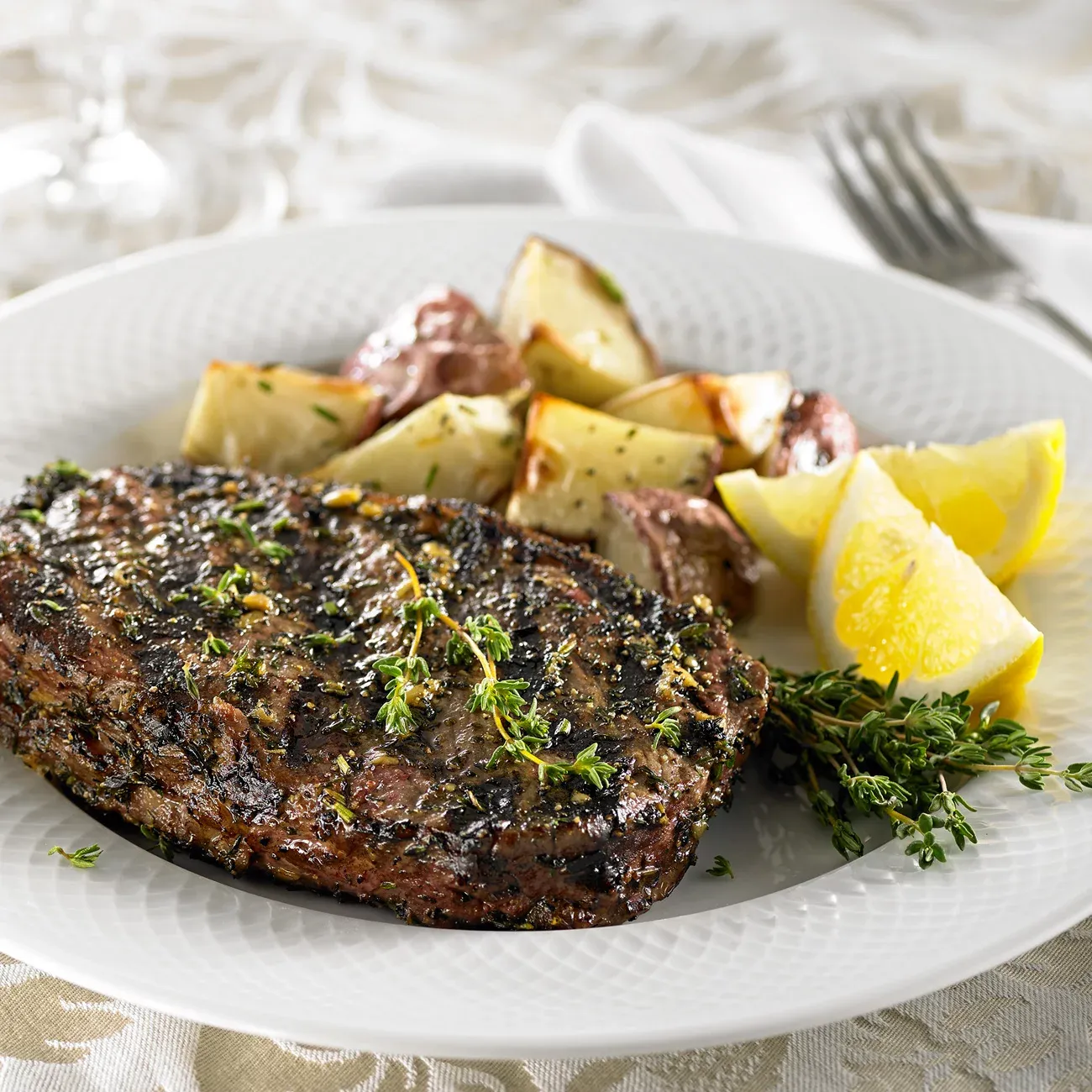 Grilled Lemon Thyme Beef Steaks