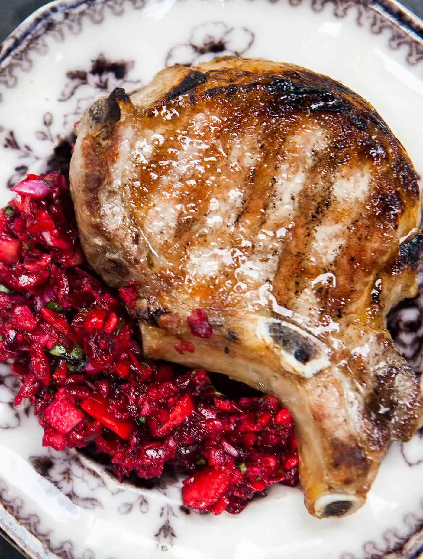 Grilled Pork Chops and Cherry Salsa