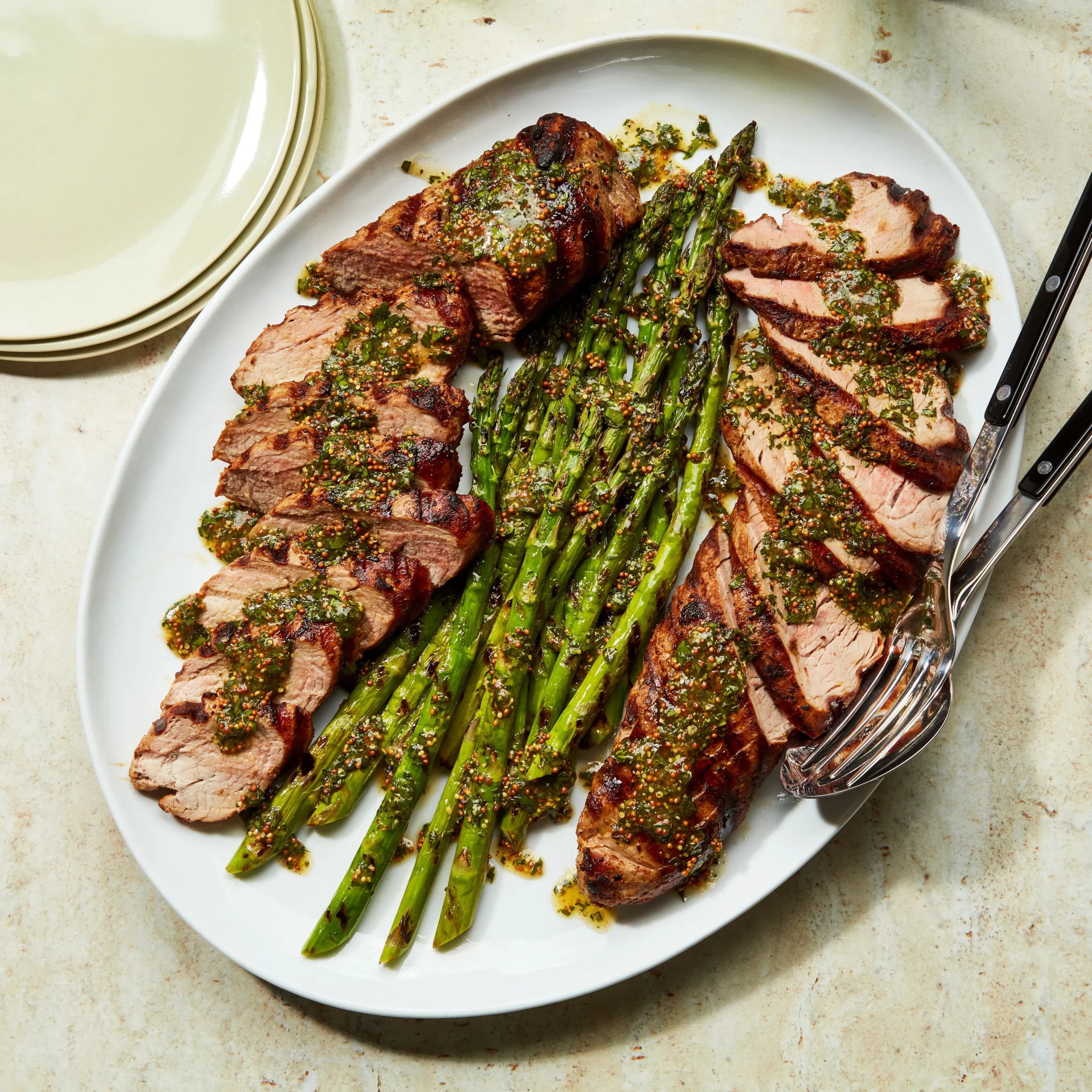 Grilled Pork Tenderloin with Fresh Herb Sauce