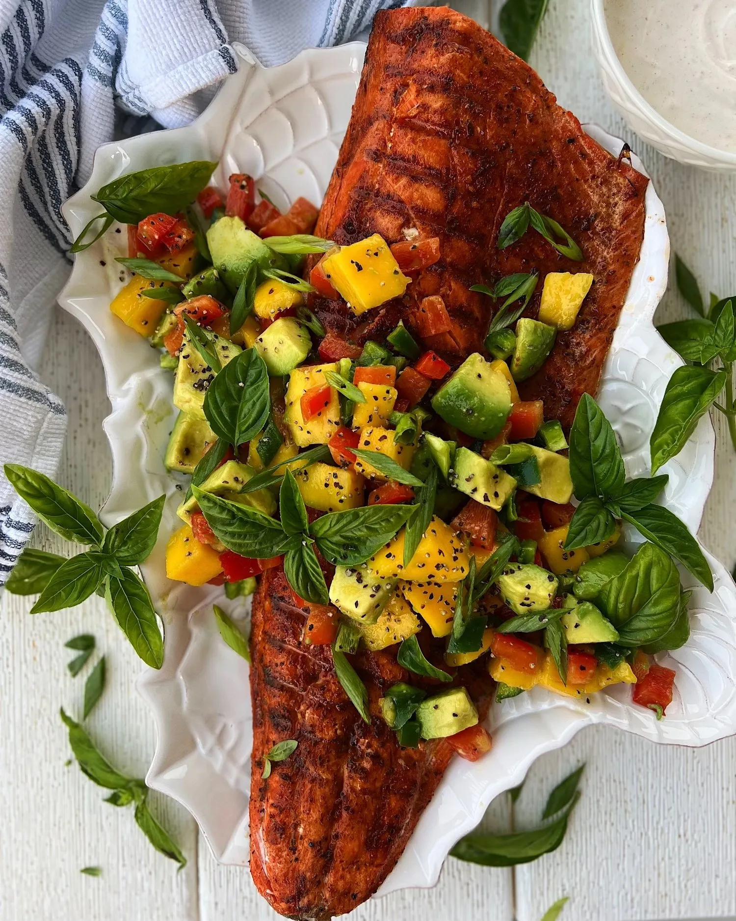 Grilled Potlatch Salmon with Mango Avocado Salsa