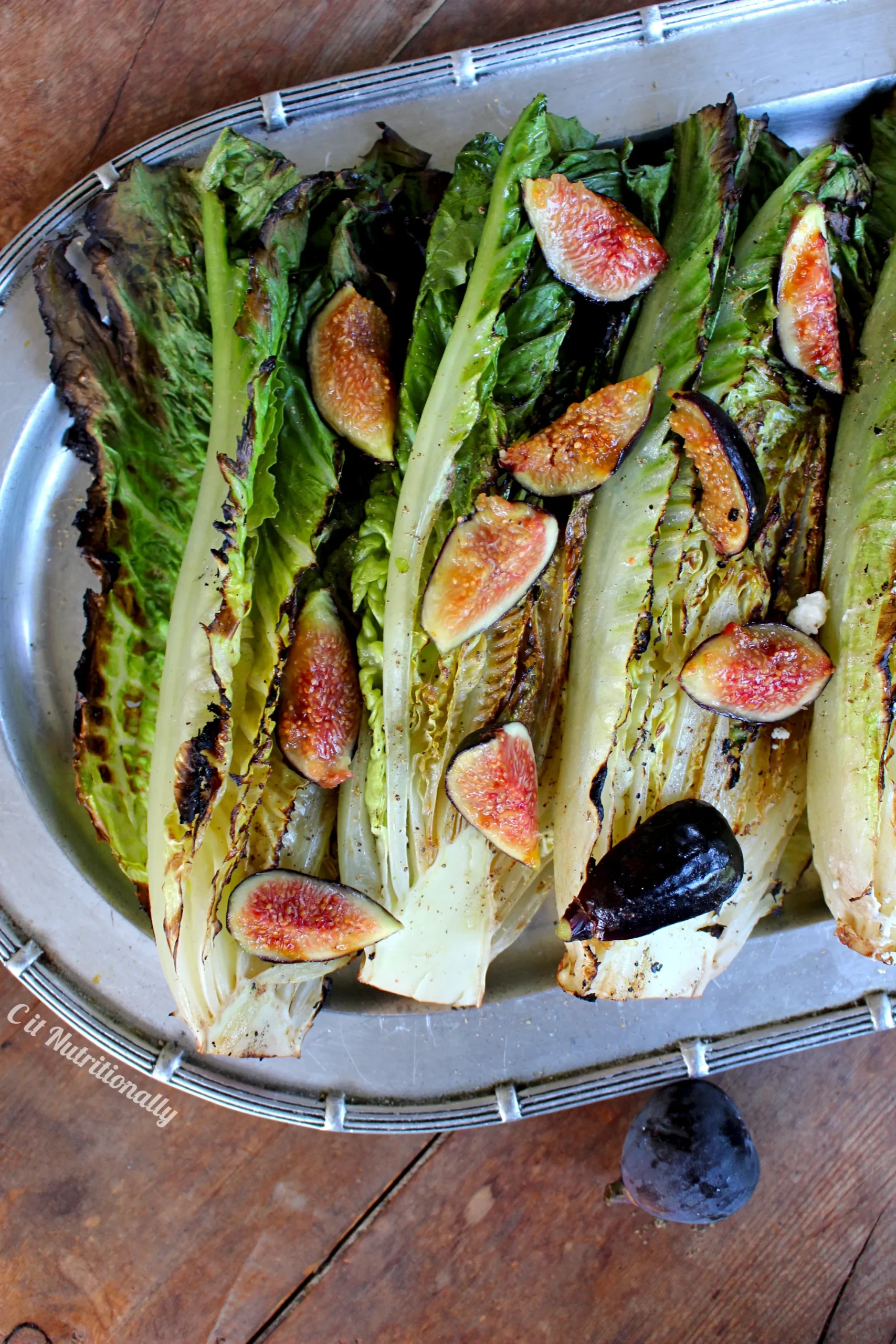 Grilled Romaine Hearts with Figs, Pear, and Manchego