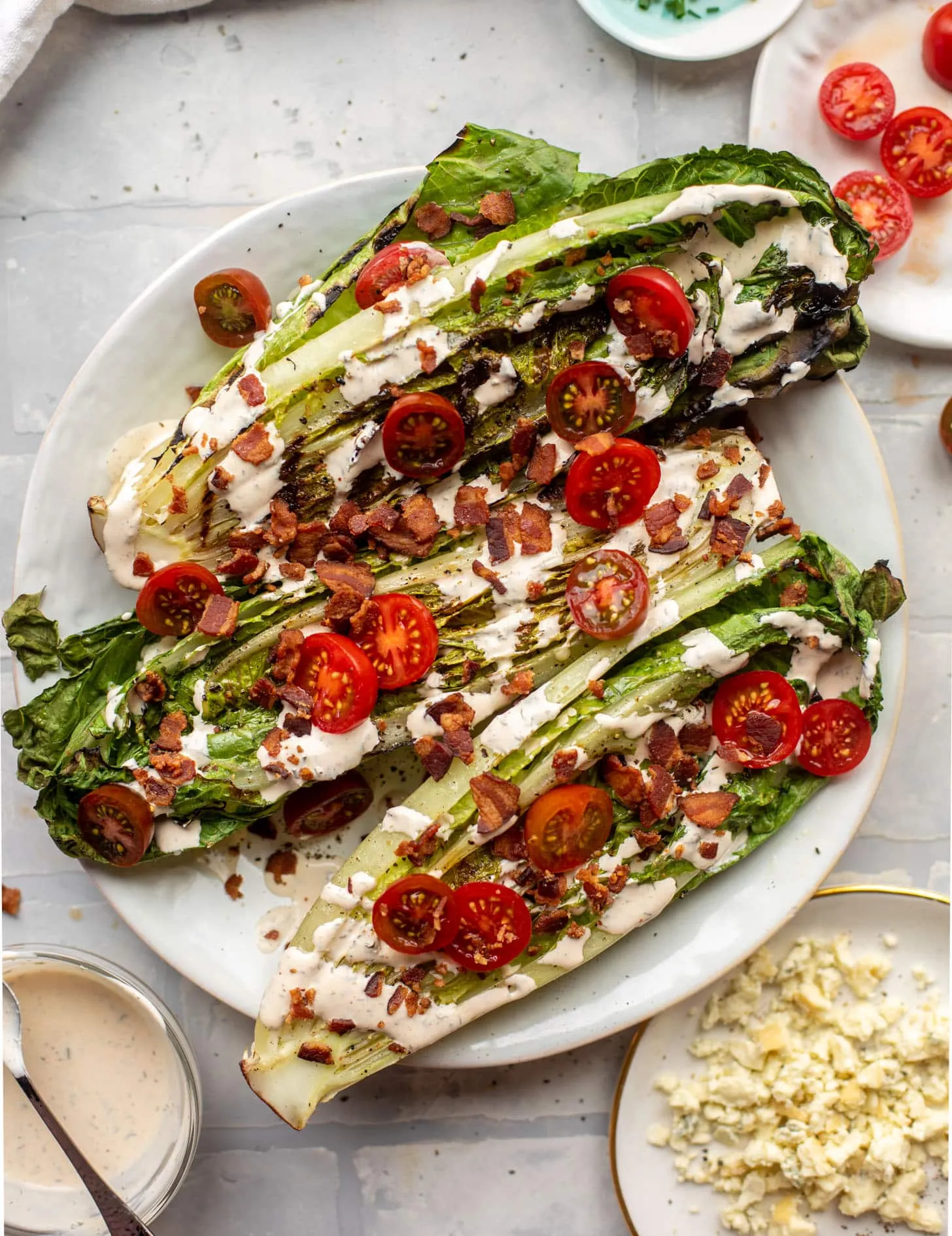 Grilled Romaine Salad with Buttermilk Herb Dressing