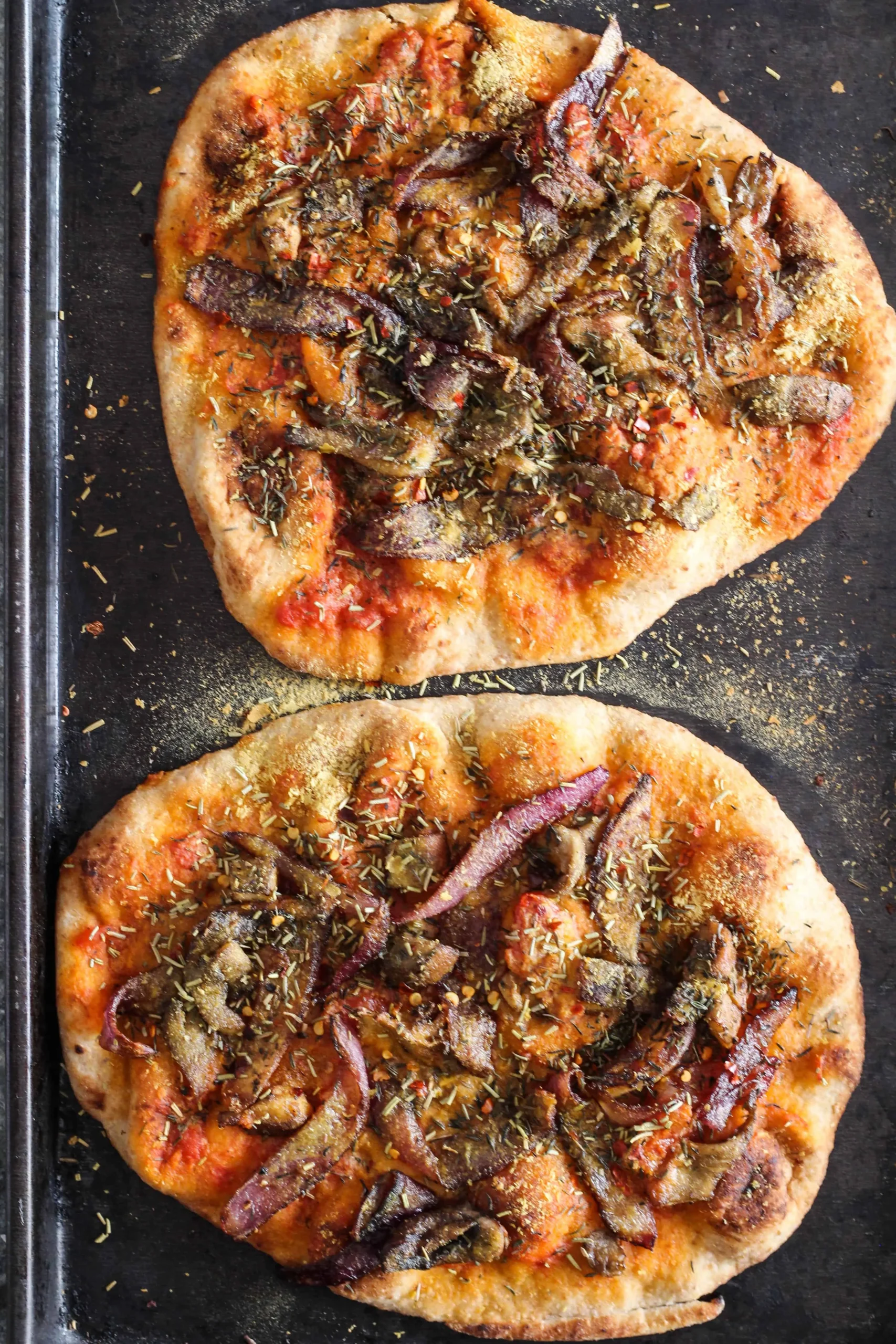 Guinness Caramelized Onion Mushroom Pizzettes