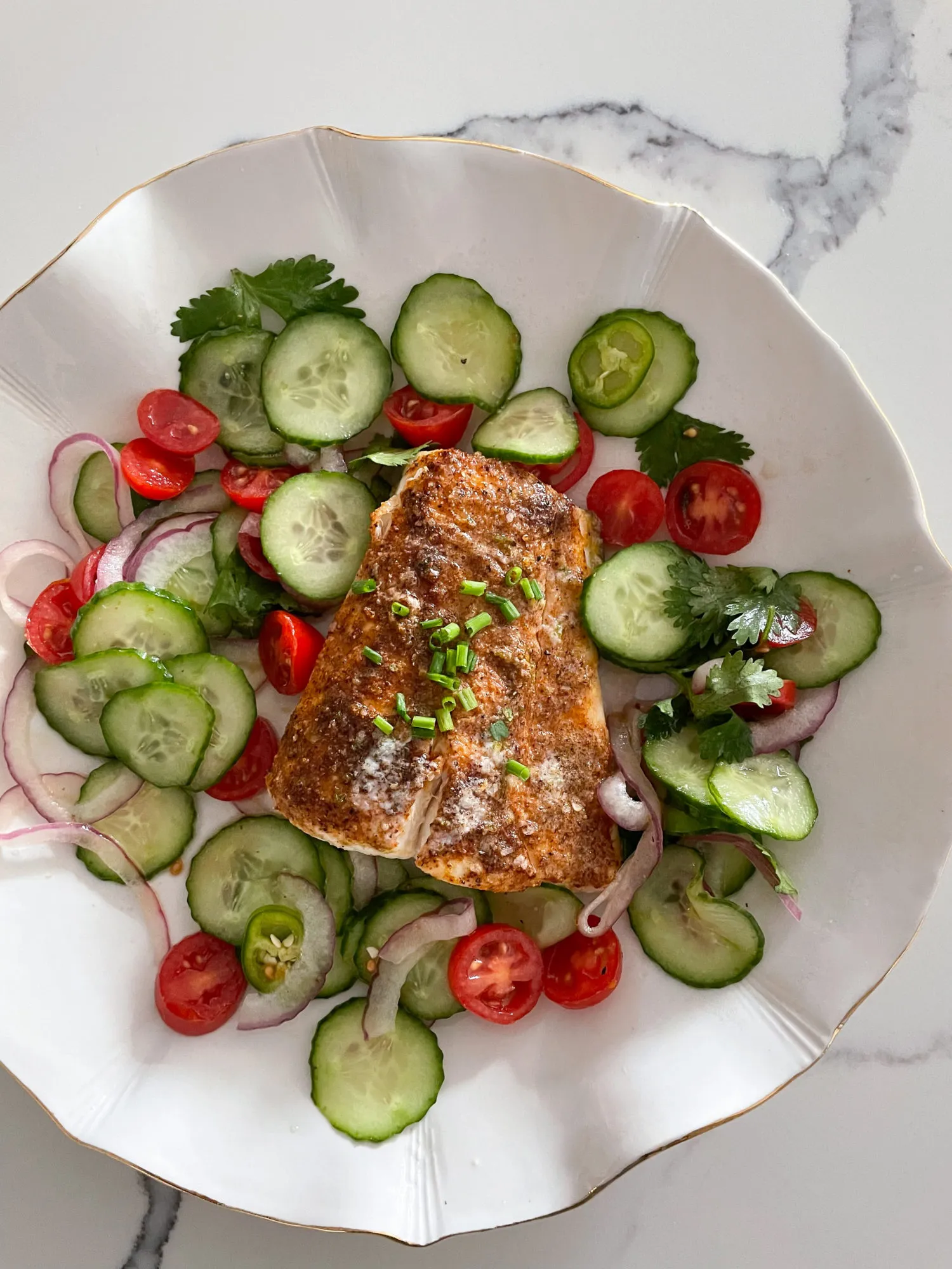Halibut and Cucumber Sauce