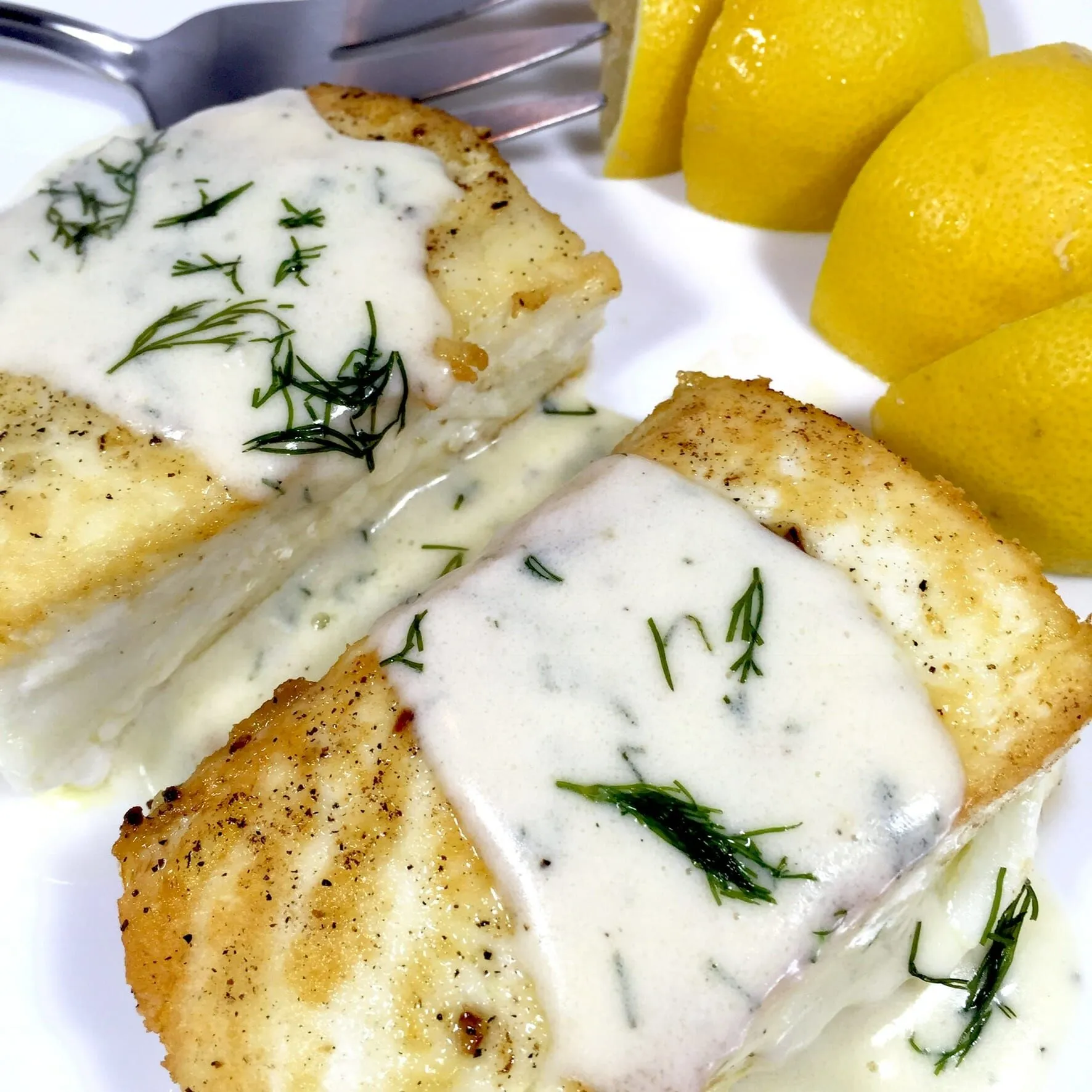 Halibut with Dill Cream Sauce