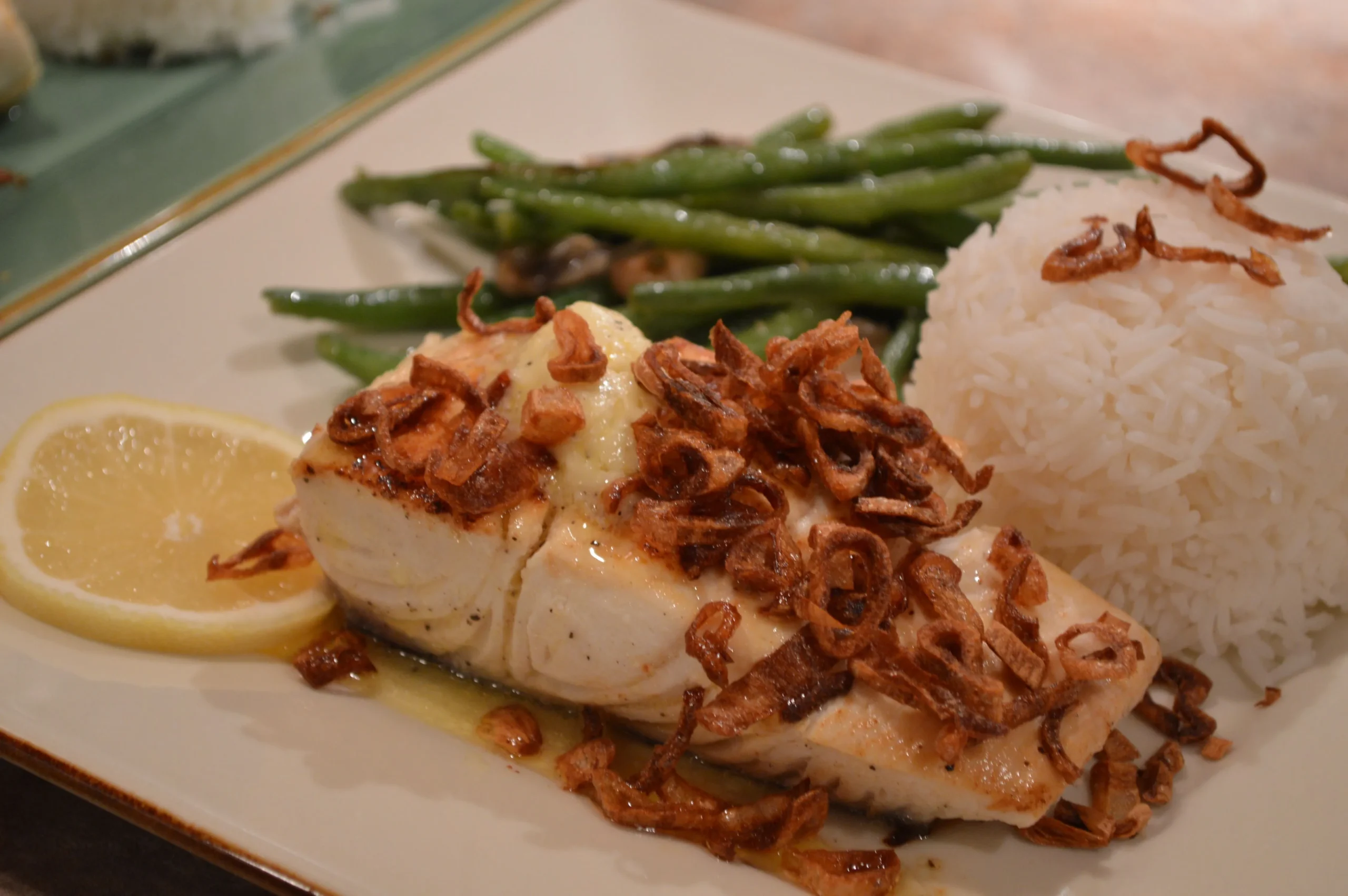 Halibut with Lemon Butter and Crispy Shallots