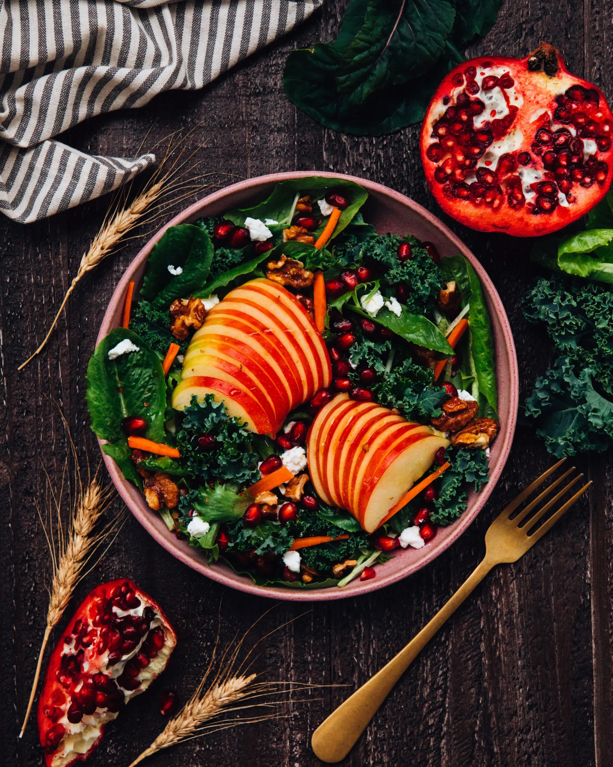 Harvest Salad with Pomegranate Allspice Dressing