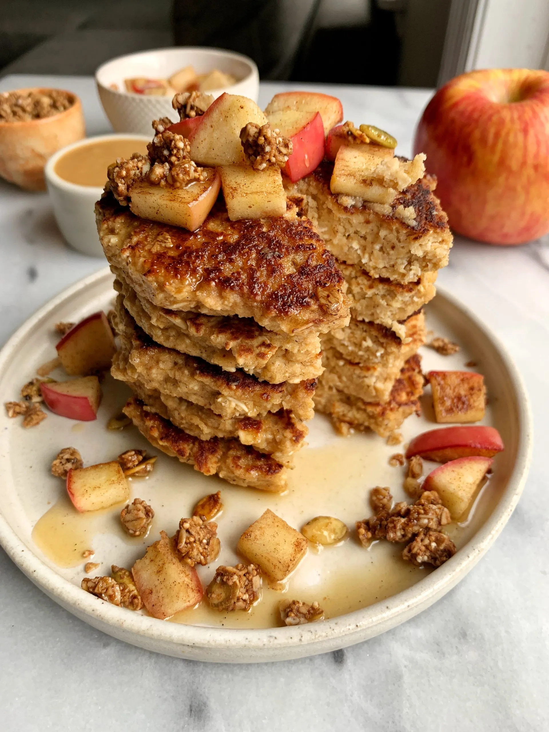 Healthy Apple Pie Oatmeal Pancakes Gluten Free