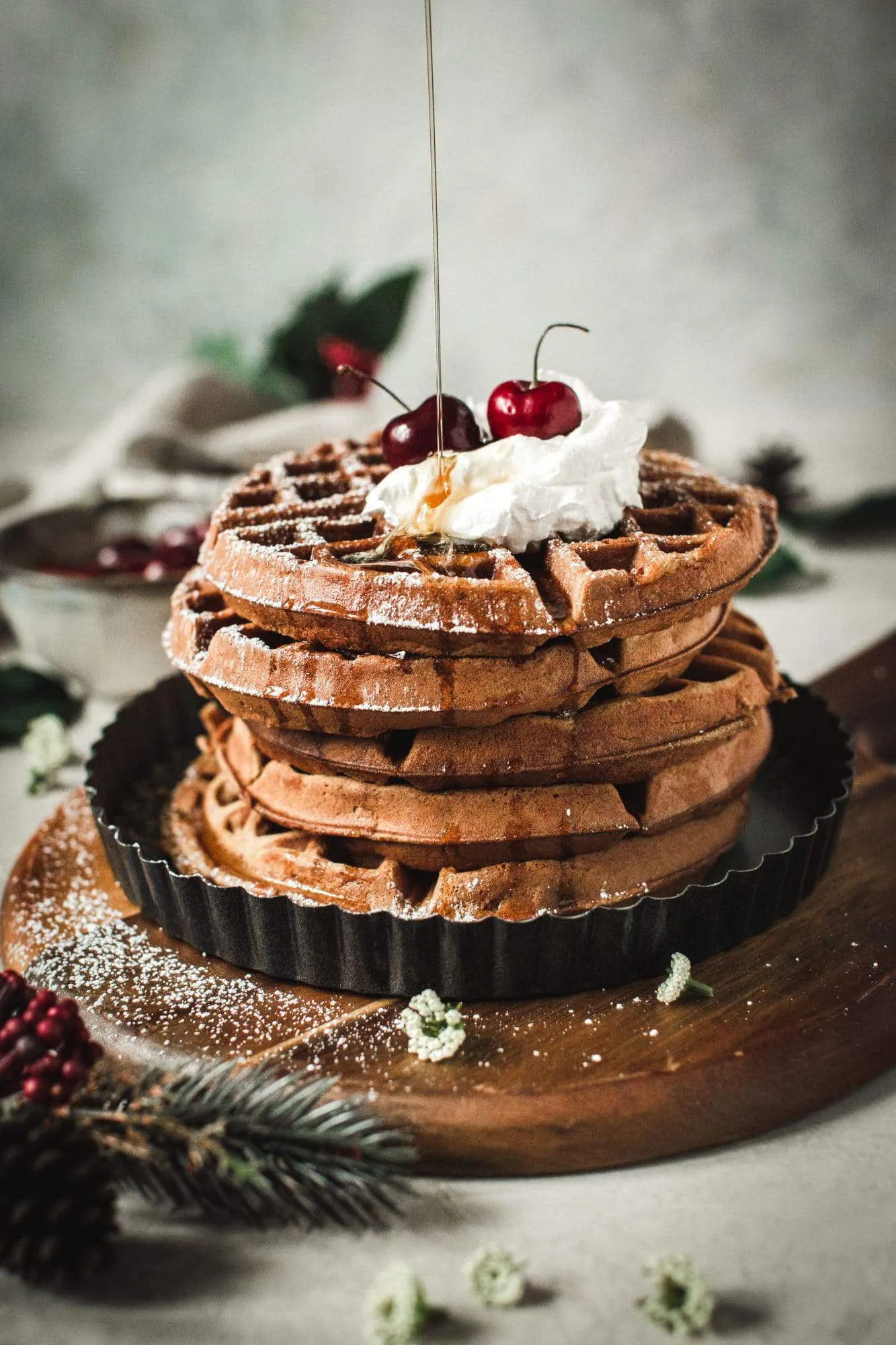 Healthy Baked Gingerbread Waffles
