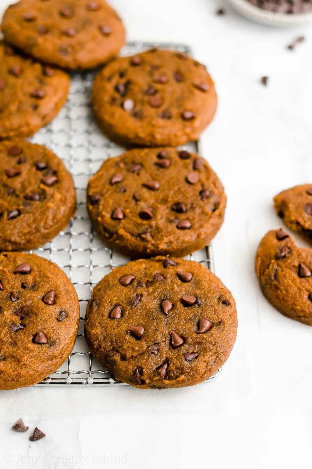 Healthy One Bowl Flourless Vegan Pumpkin Chocolate Chip Cookies