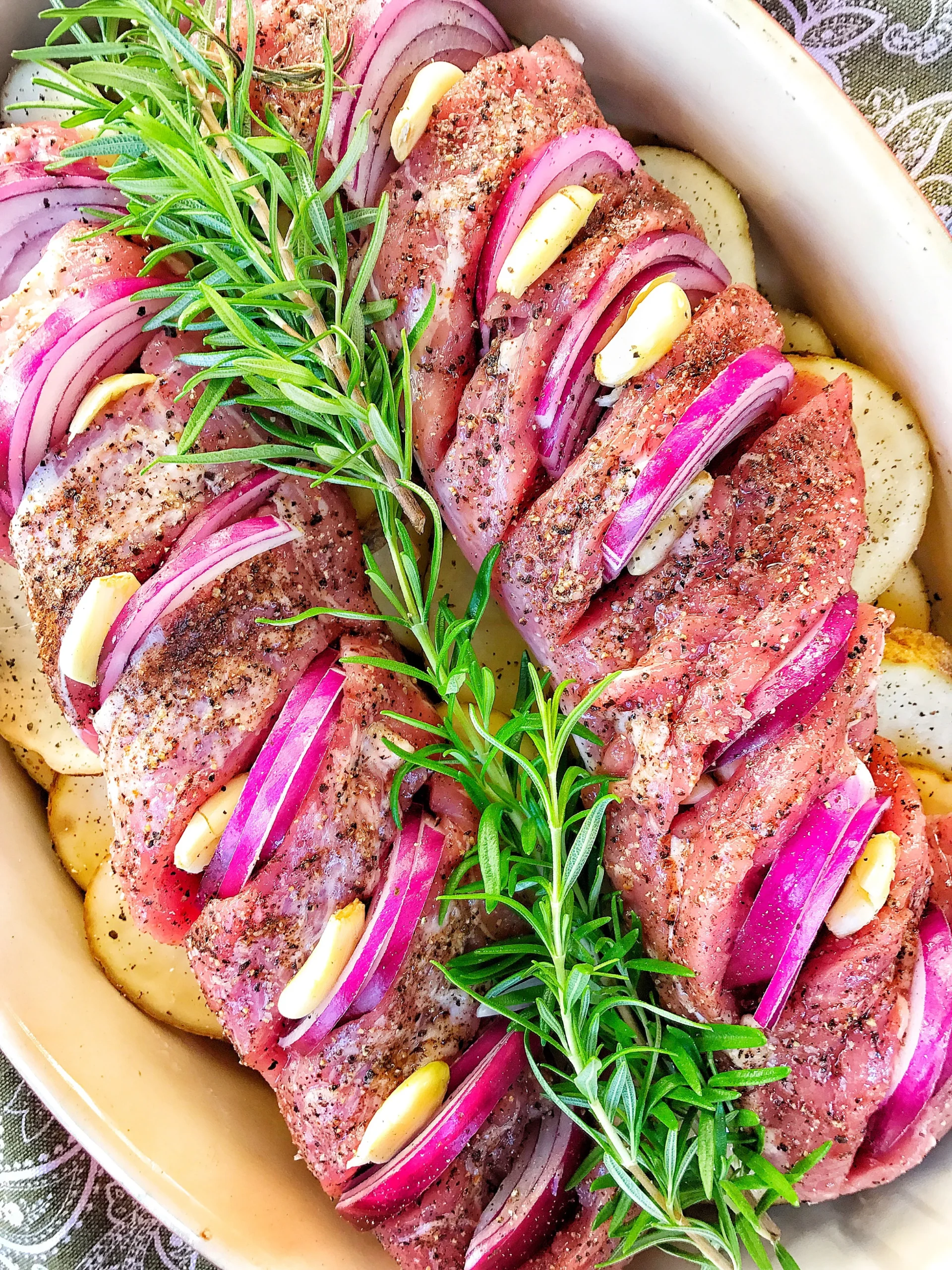 Herbed Pork Tenderloin with Oven Roasted Fingerling Potatoes