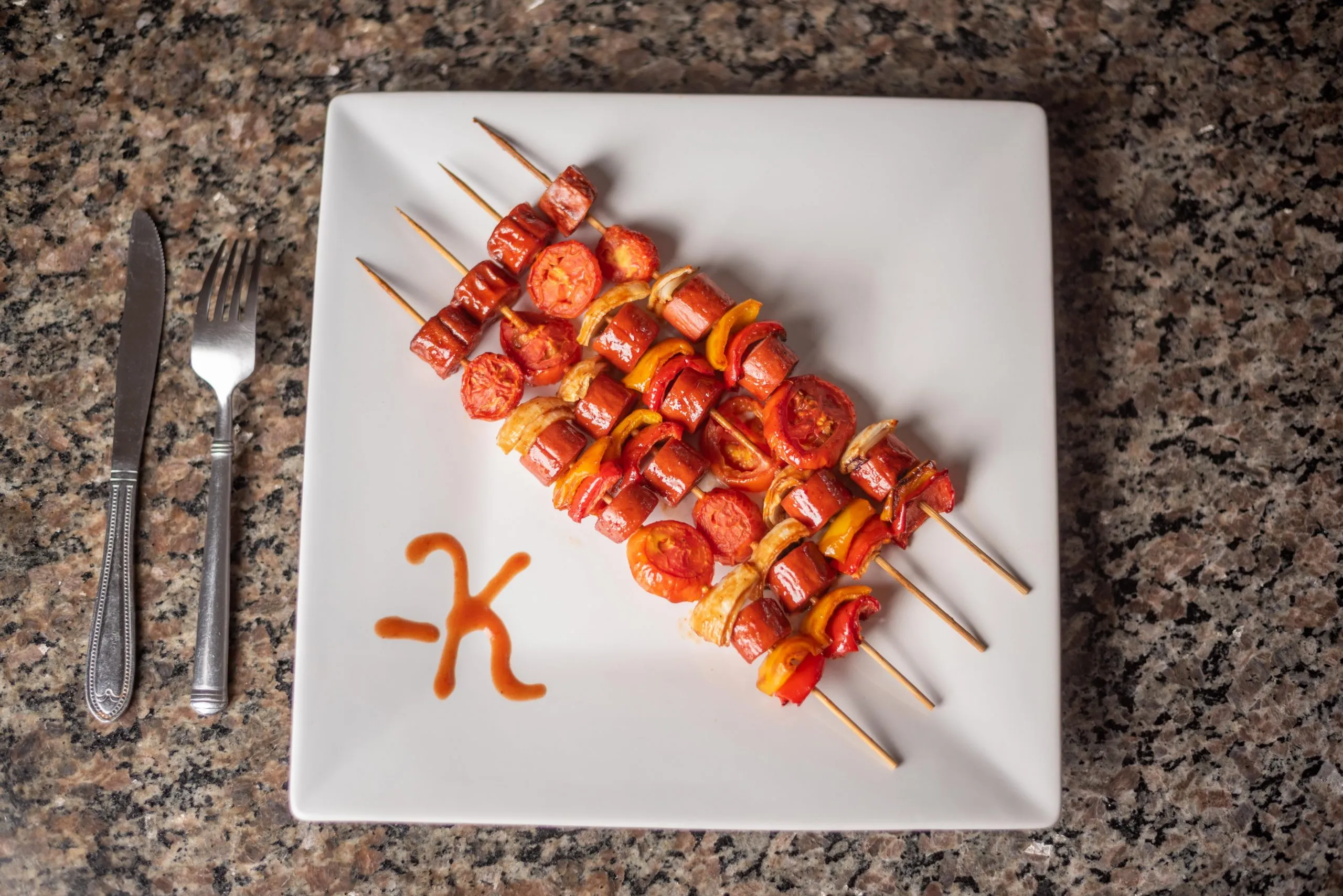 Herby Glazed Sausage Kebabs