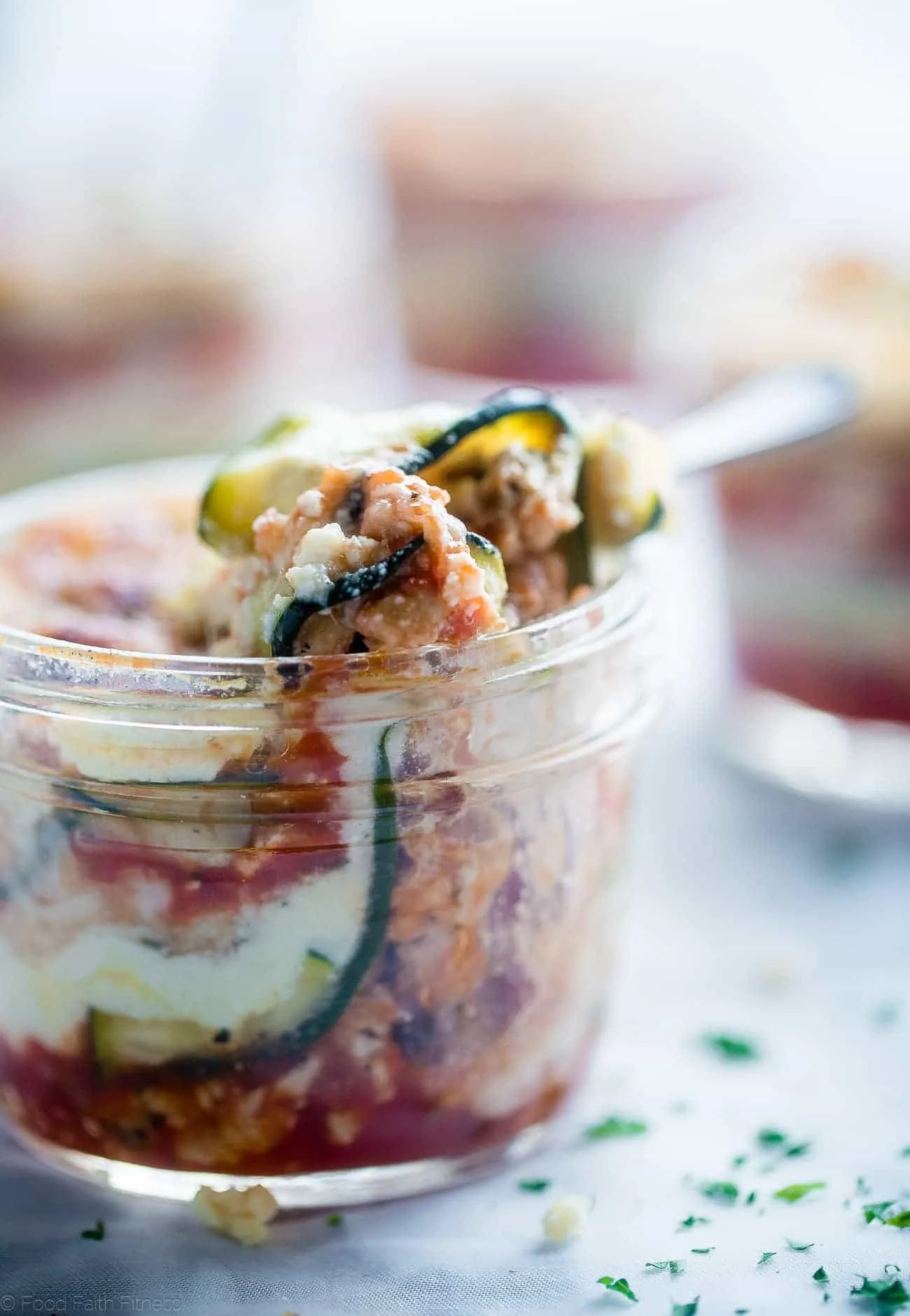 Hi Protein Zucchini Lasagna Meal Prep in Jars