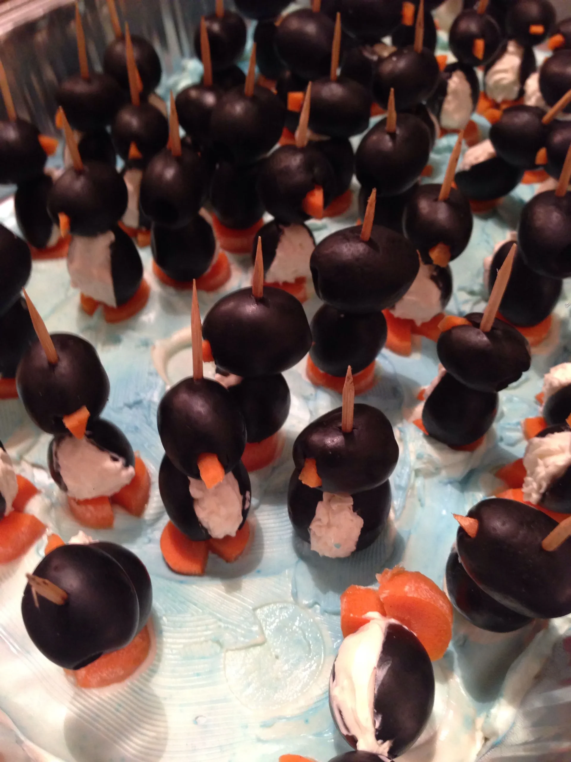 Holiday Appetizer Cream Cheese Penguins