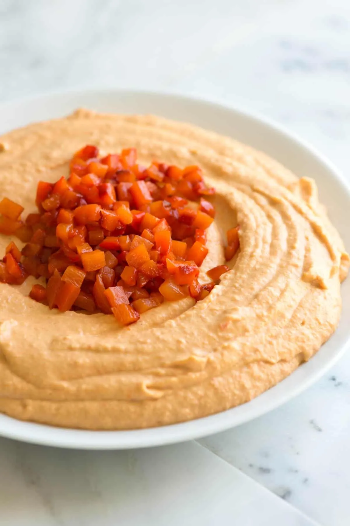 Homemade Roasted Red Bell Pepper Hummus
