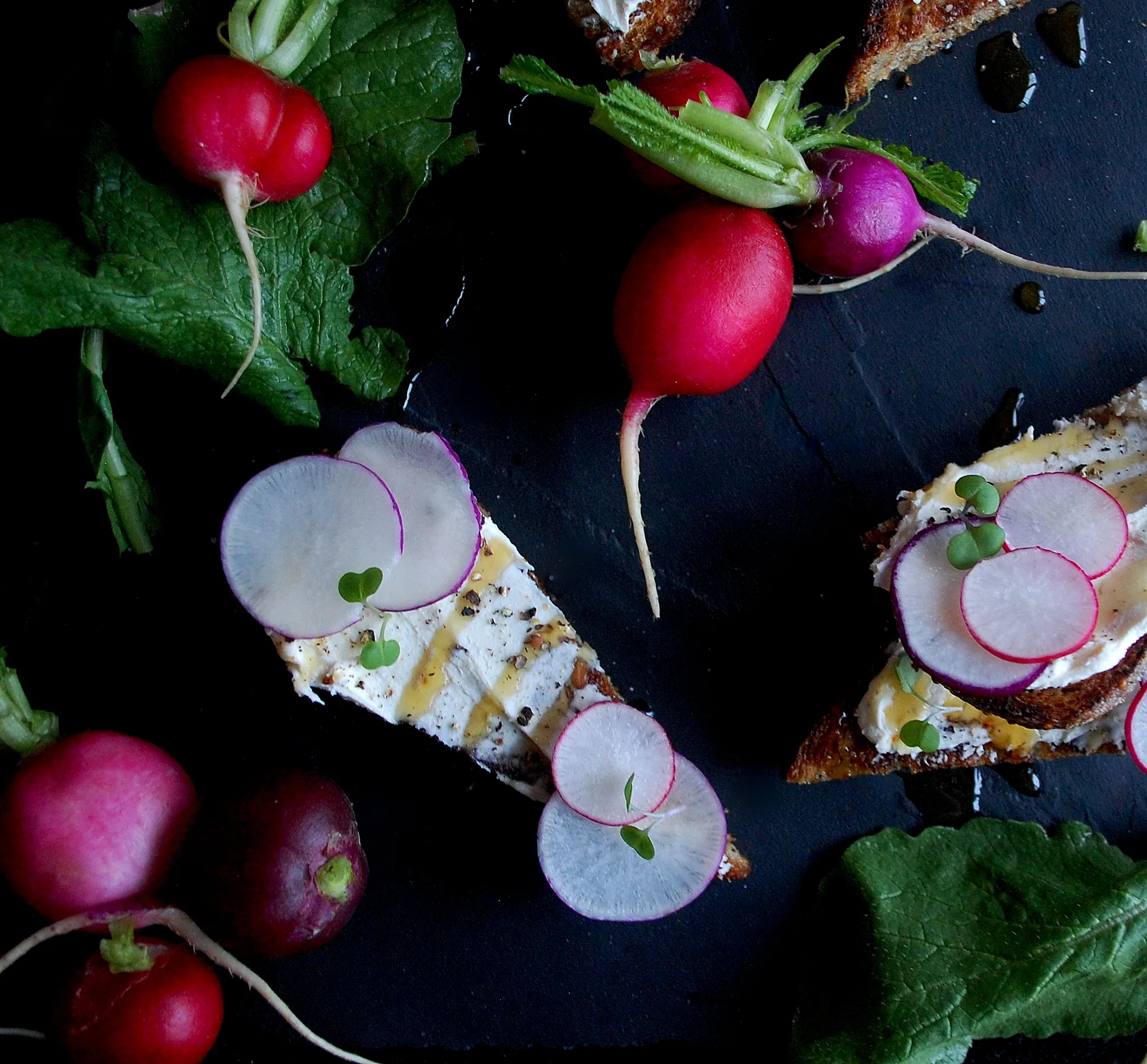 Honey Mascarpone Radish Toast