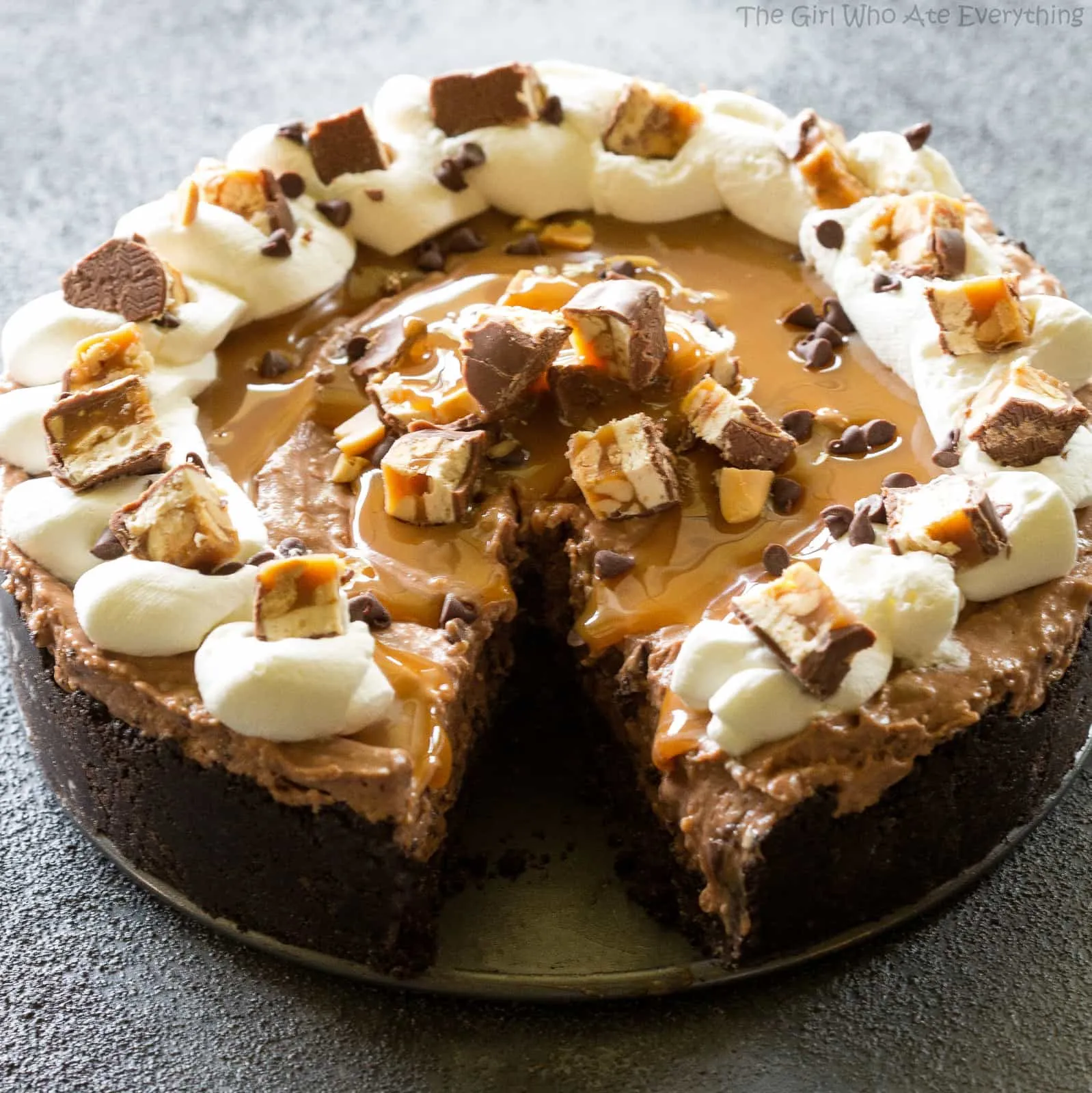 Hot Mess Nutella Snickers Pie