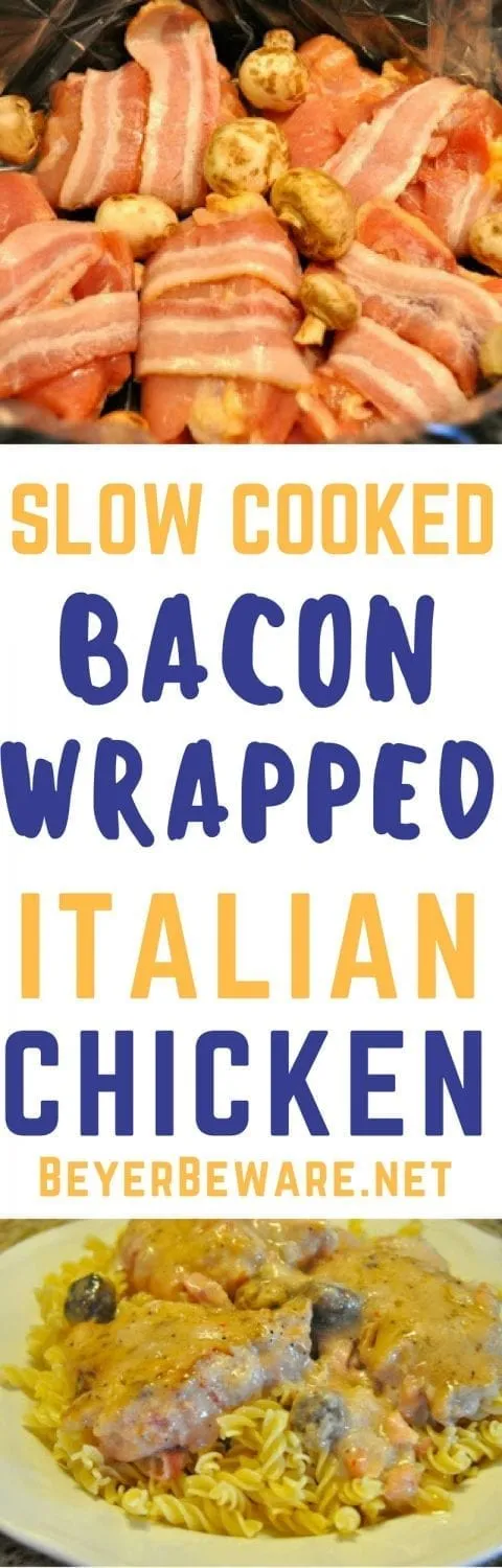 Hunk of Meat Monday Crock Pot Bacon Wrapped Italian Chicken