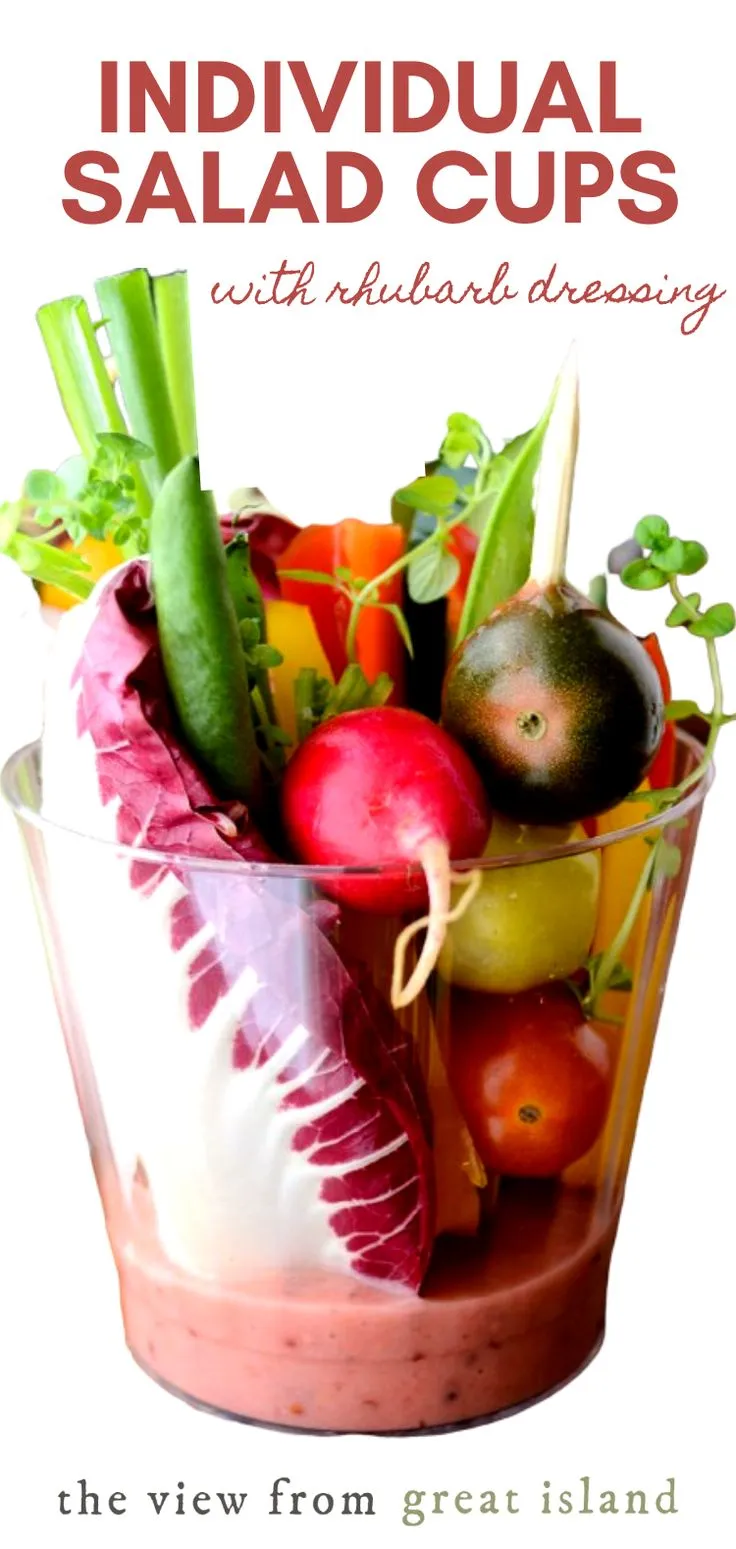 Individual Salad Cups with Rhubarb Vinaigrette