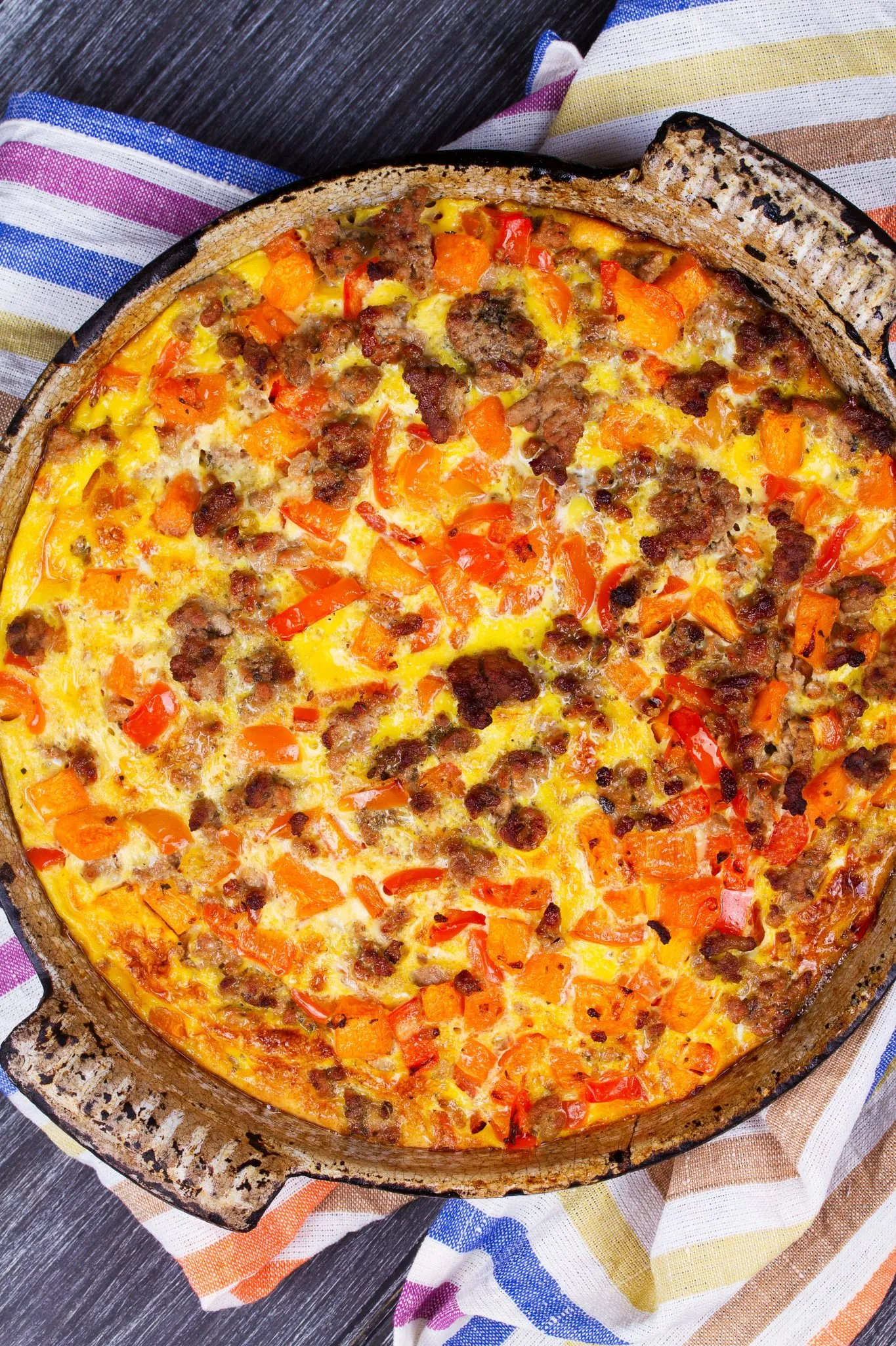 Individual Sausage Cheese and Veggie Frittatas