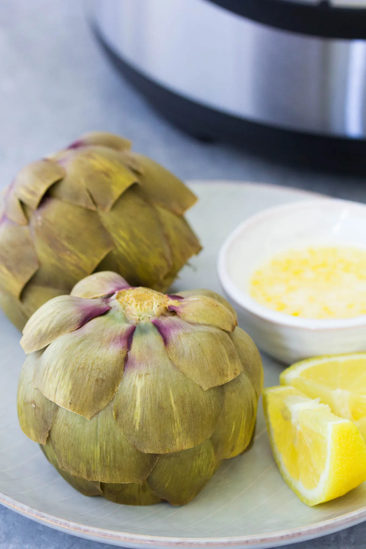 Instant Pot Artichokes with Lemon Chive Butter