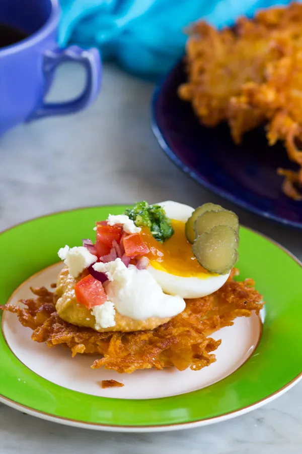 Israeli Breakfast Latkes with Homemade Schug