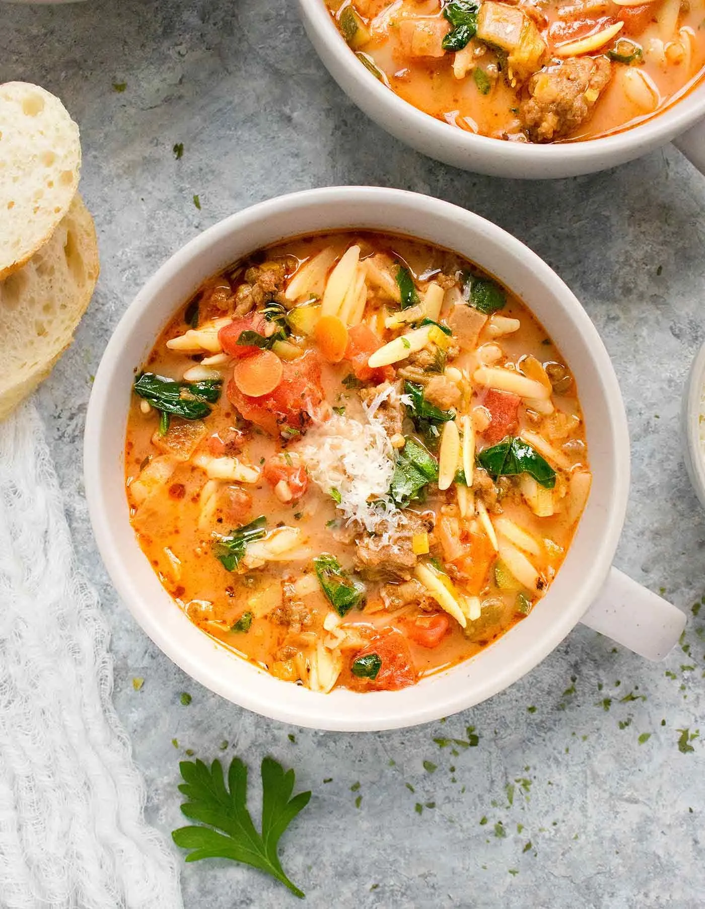 Italian Vegetable Beef Soup with Orzo