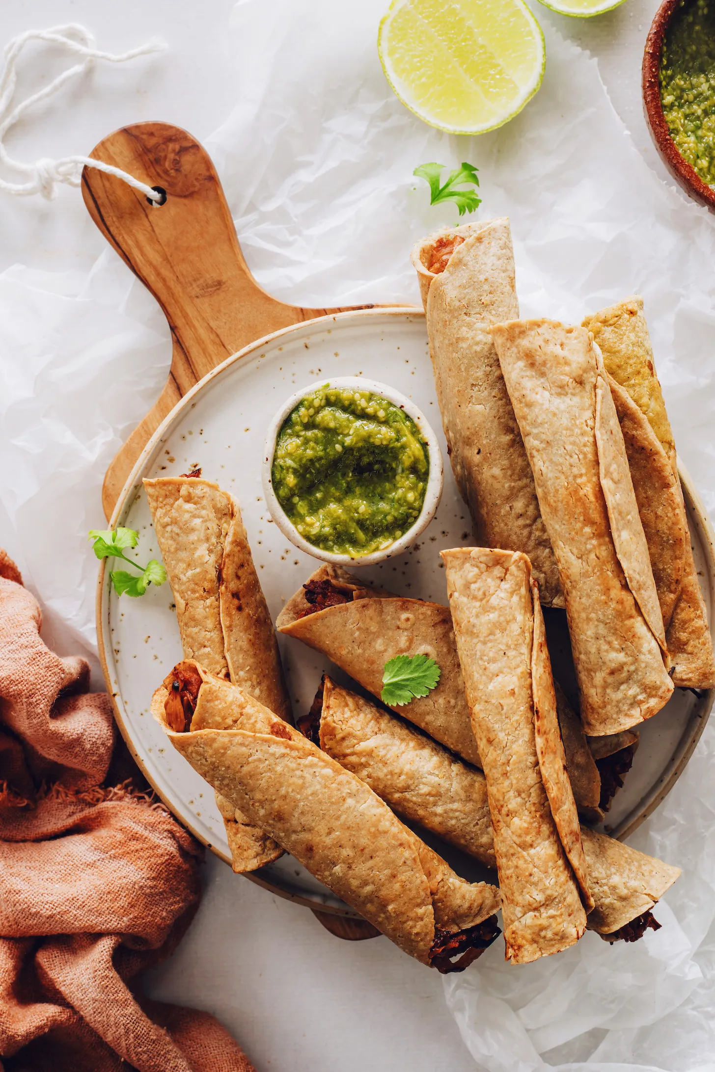 Jackfruit and Pinto Bean Baked Taquitos