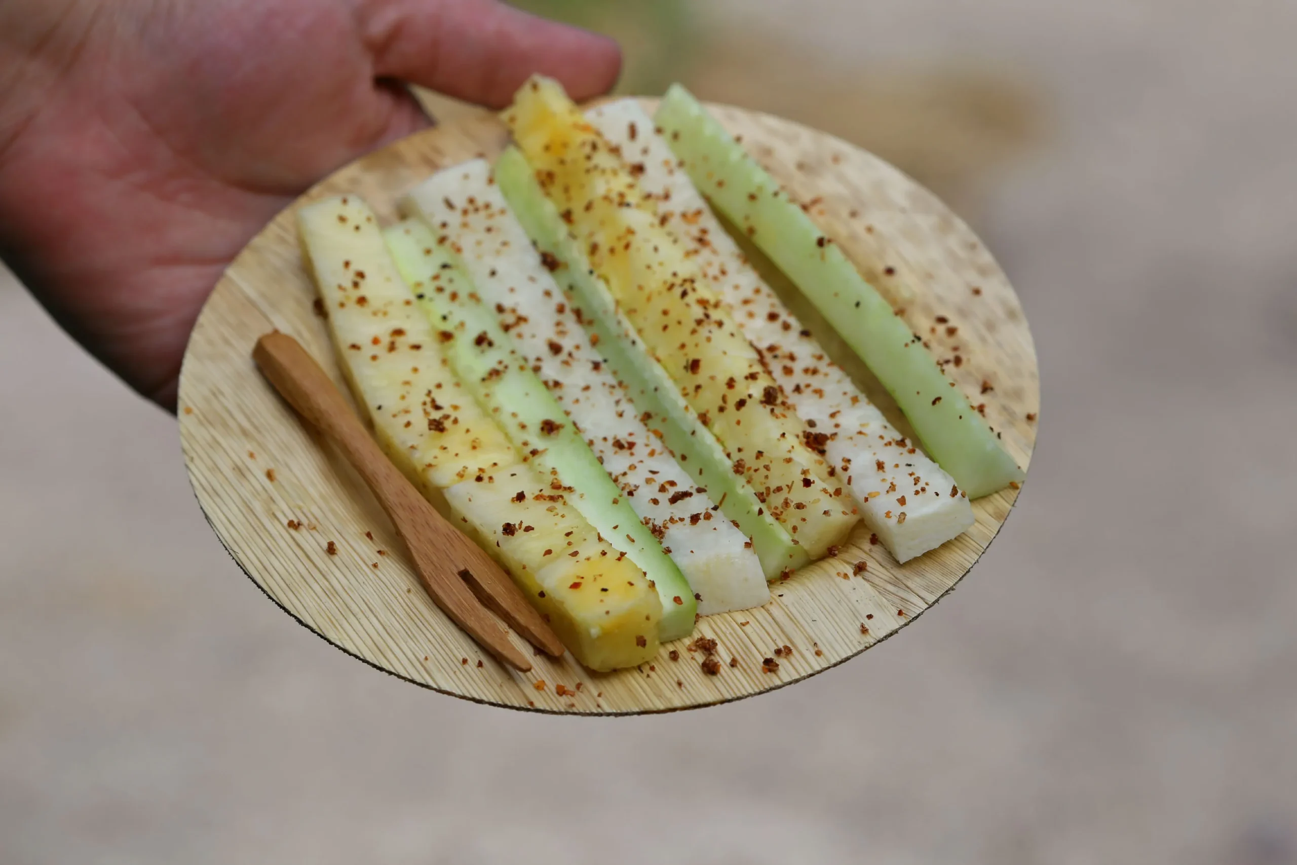 Jicama Cucumber Pineapple Fruit Cups with Chile Lime