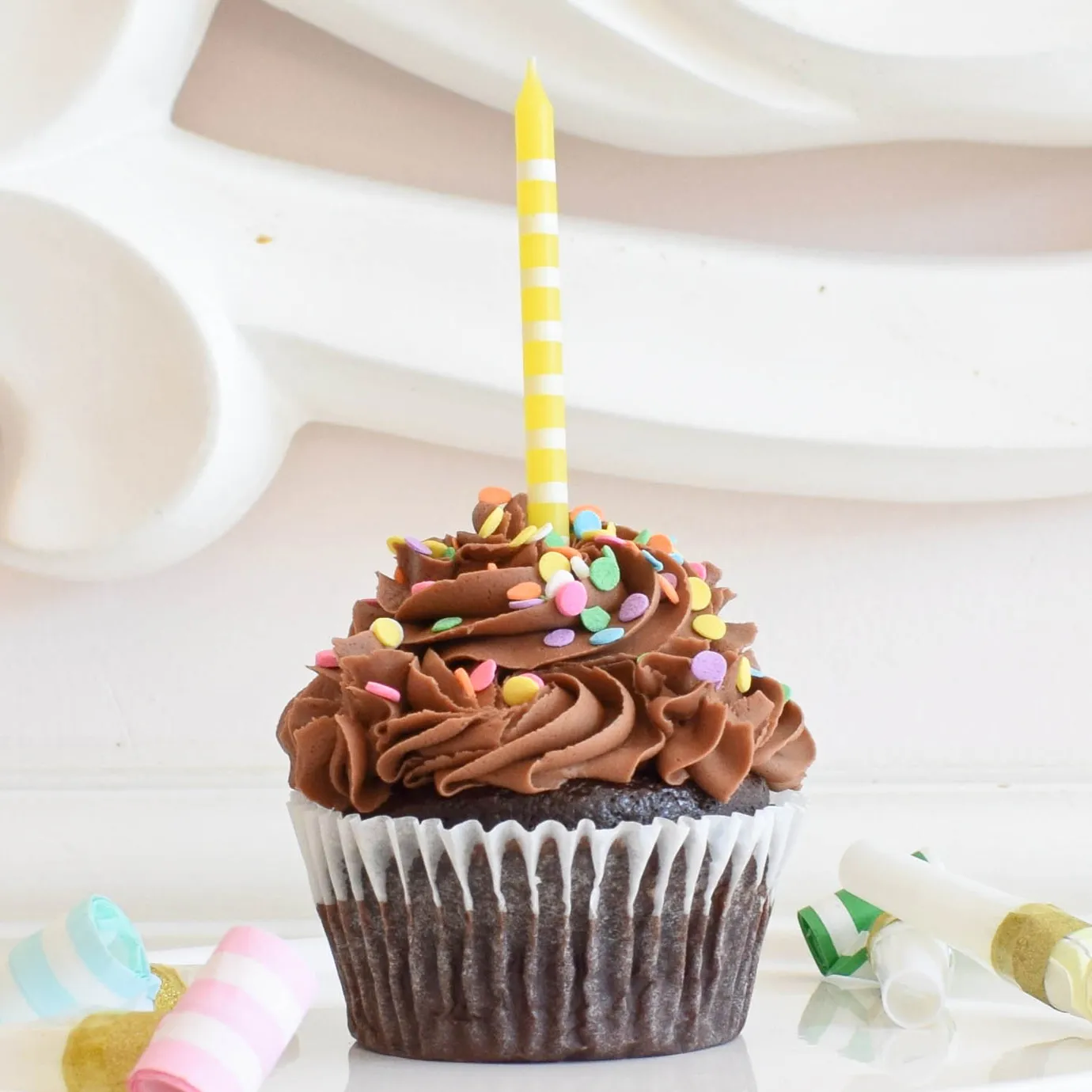 Jumbo Chocolate Birthday Cupcakes
