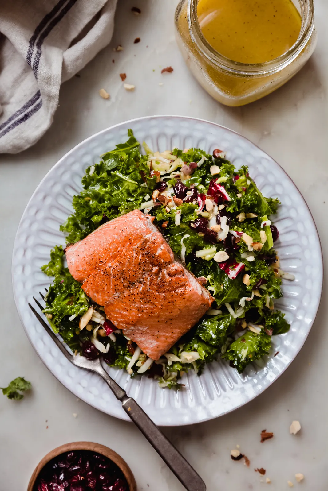 Kale Crunch Salad with Apple Cider Dijon Dressing